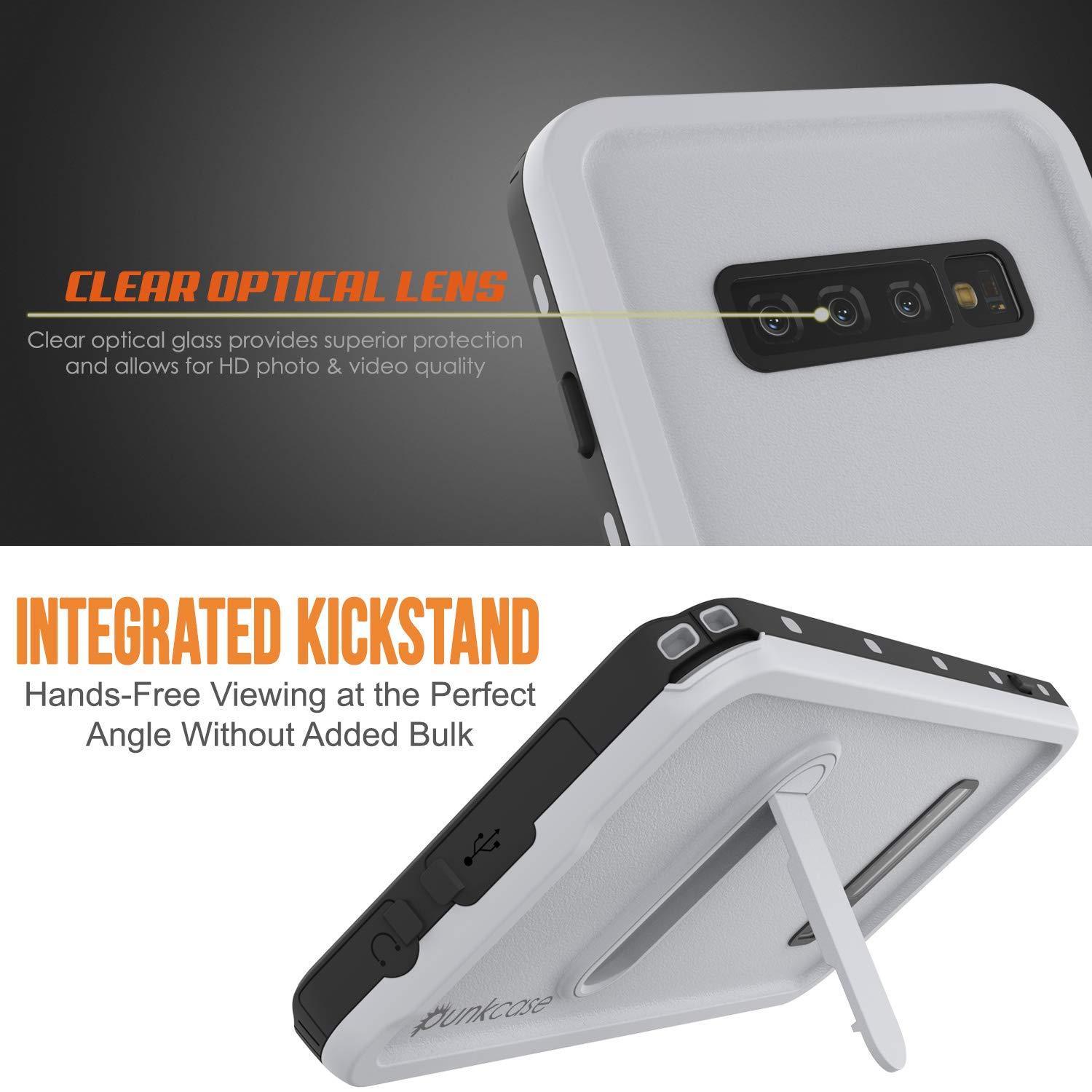 Capa impermeável para Galaxy S10+ Plus, Punkcase [Série KickStud] Capa de Armadura [Branca]