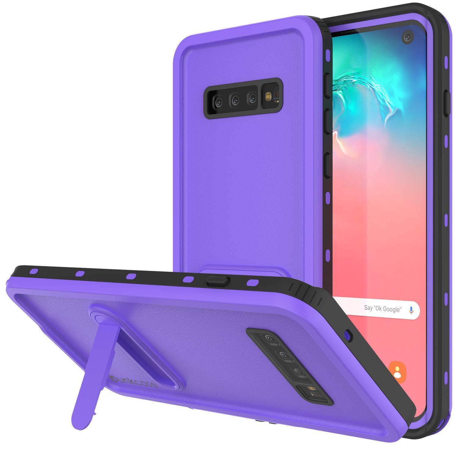 Capa à prova d'água Galaxy S10, Punkcase [Série KickStud] Capa de Armadura [Roxo]