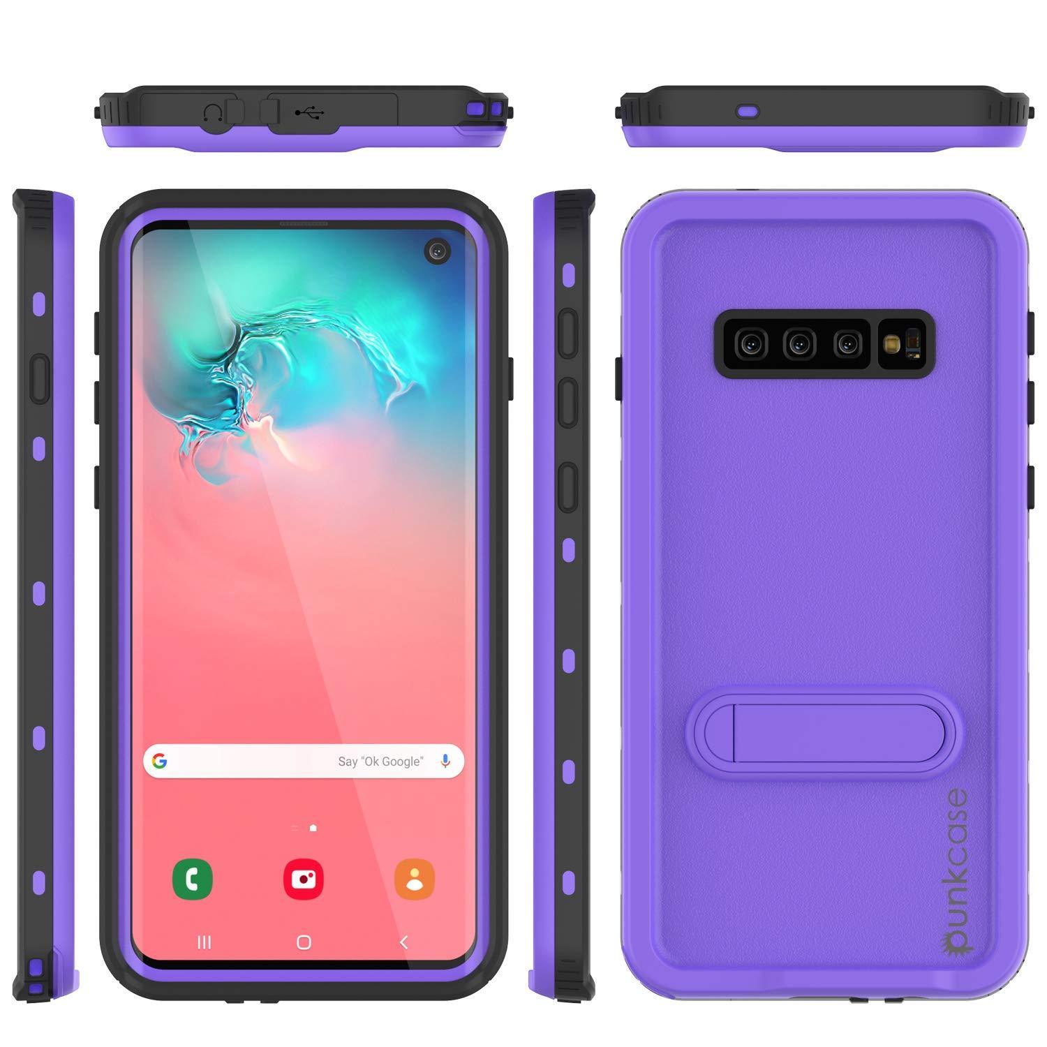 Capa à prova d'água Galaxy S10, Punkcase [Série KickStud] Capa de Armadura [Roxo]