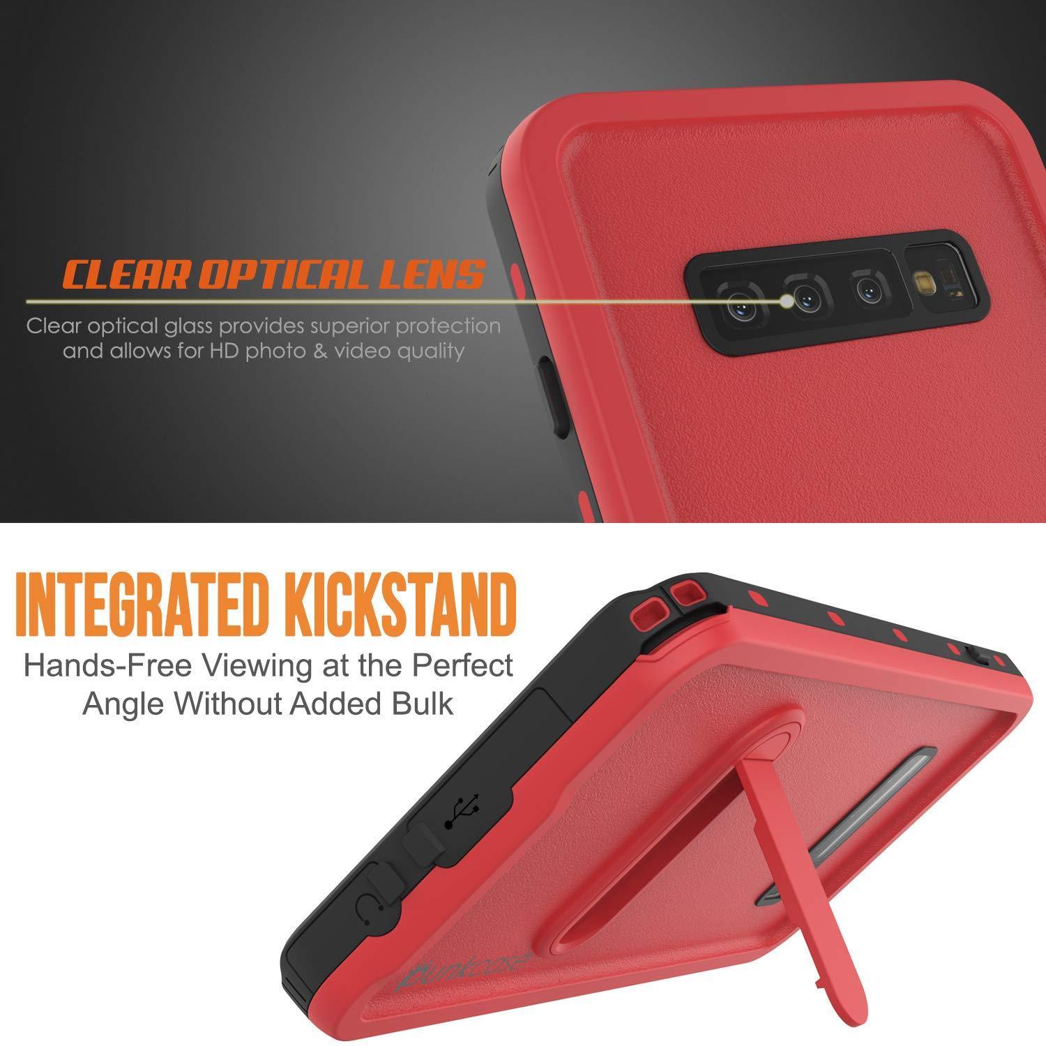 Galaxy S10 Capa à Prova d'Água, Punkcase [Série KickStud] Capa de Armadura [Vermelha]