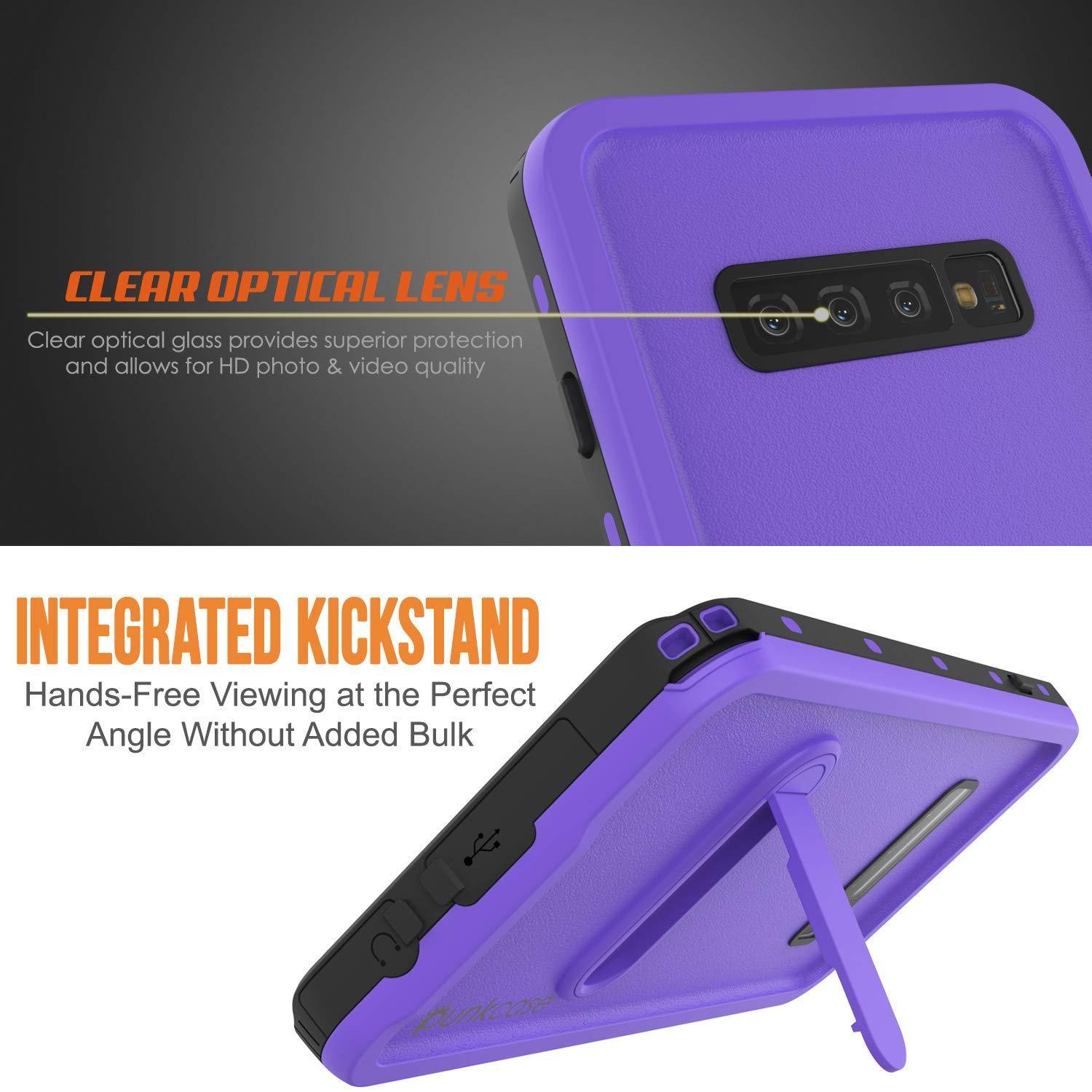 Capa à prova d'água Galaxy S10, Punkcase [Série KickStud] Capa de Armadura [Roxo]