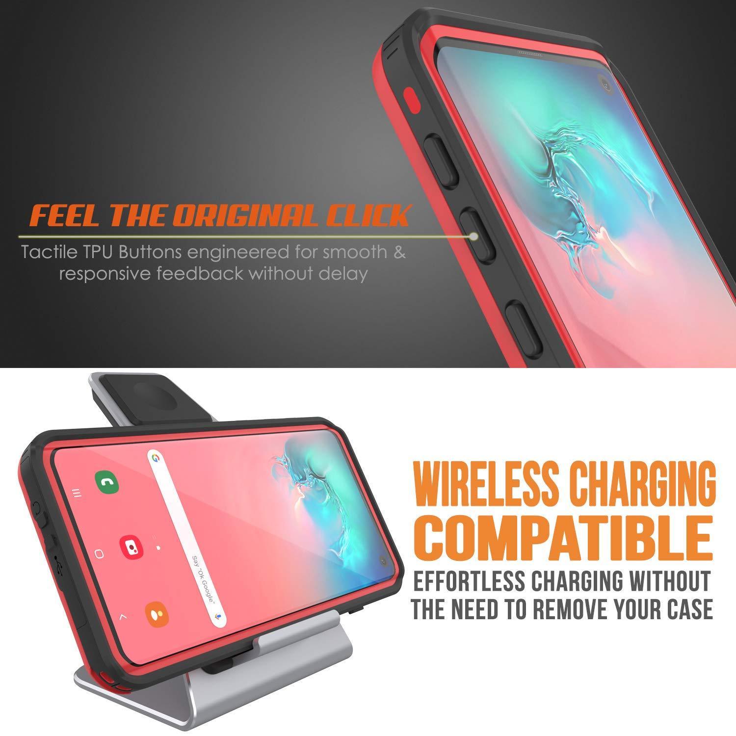 Galaxy S10 Capa à Prova d'Água, Punkcase [Série KickStud] Capa de Armadura [Vermelha]