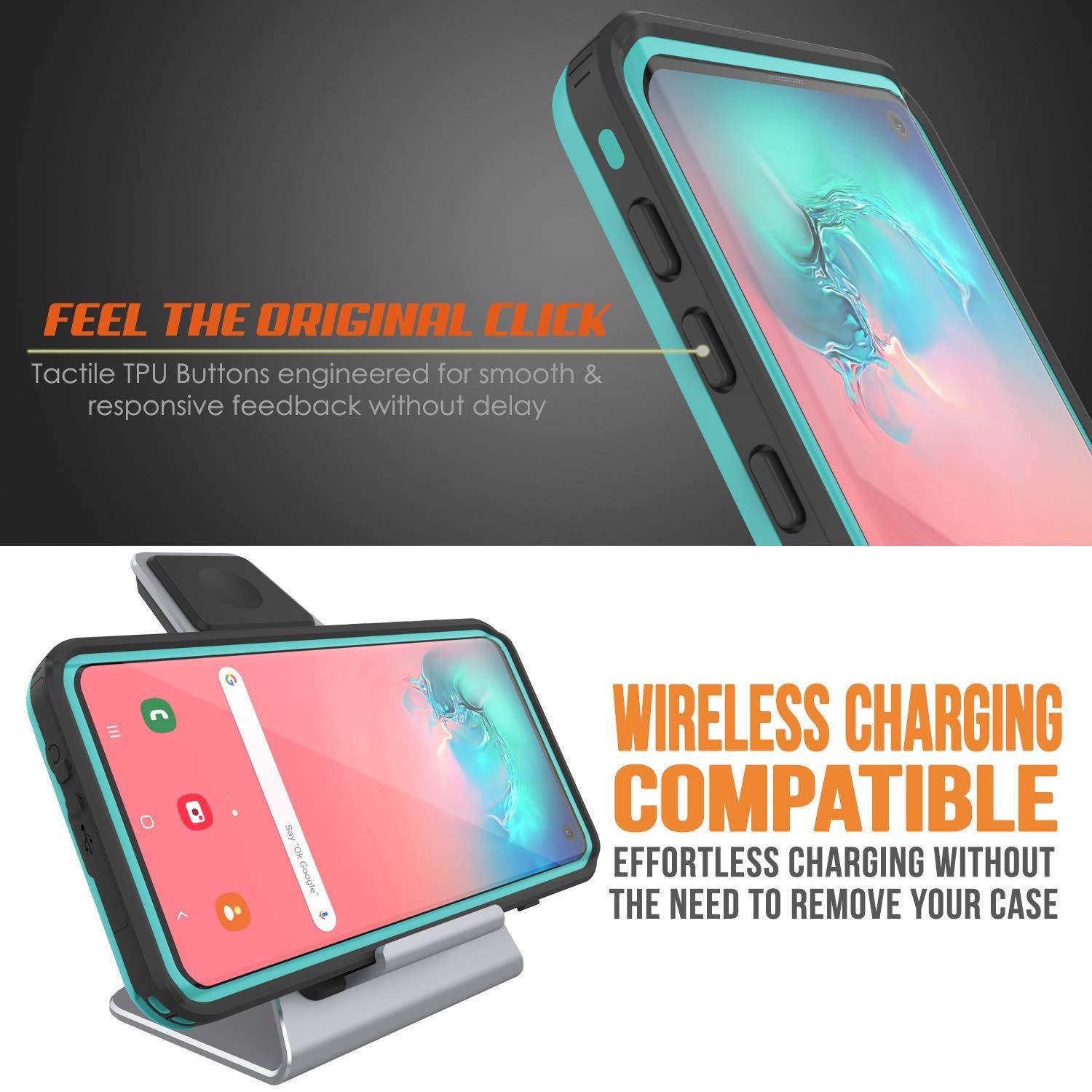 Capa à prova d'água Galaxy S10, Punkcase [Série KickStud] Capa de Armadura [Teal]