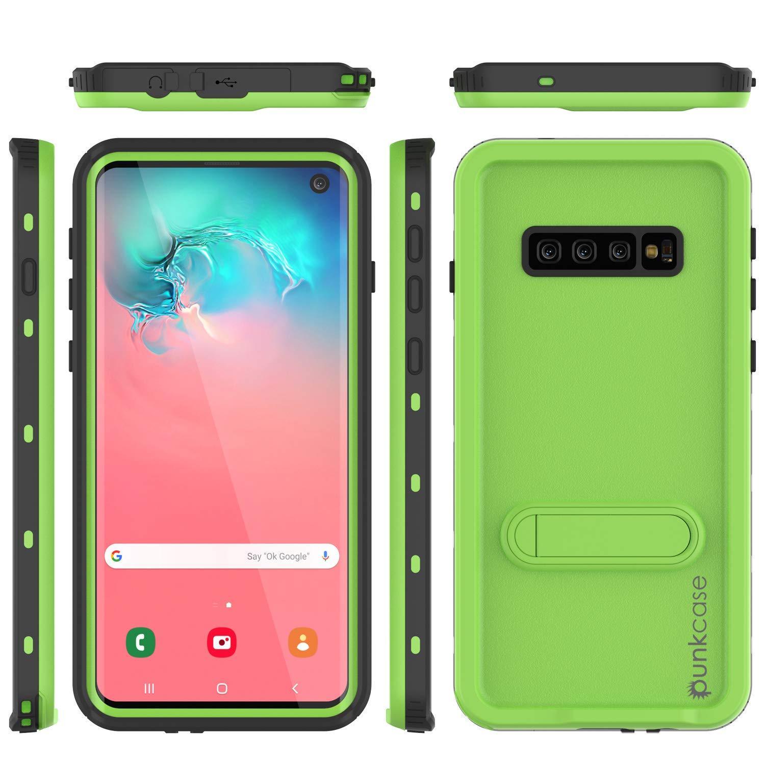 Capa à prova d'água para Galaxy S10, Punkcase [Série KickStud] Capa de Armadura [Verde Claro]