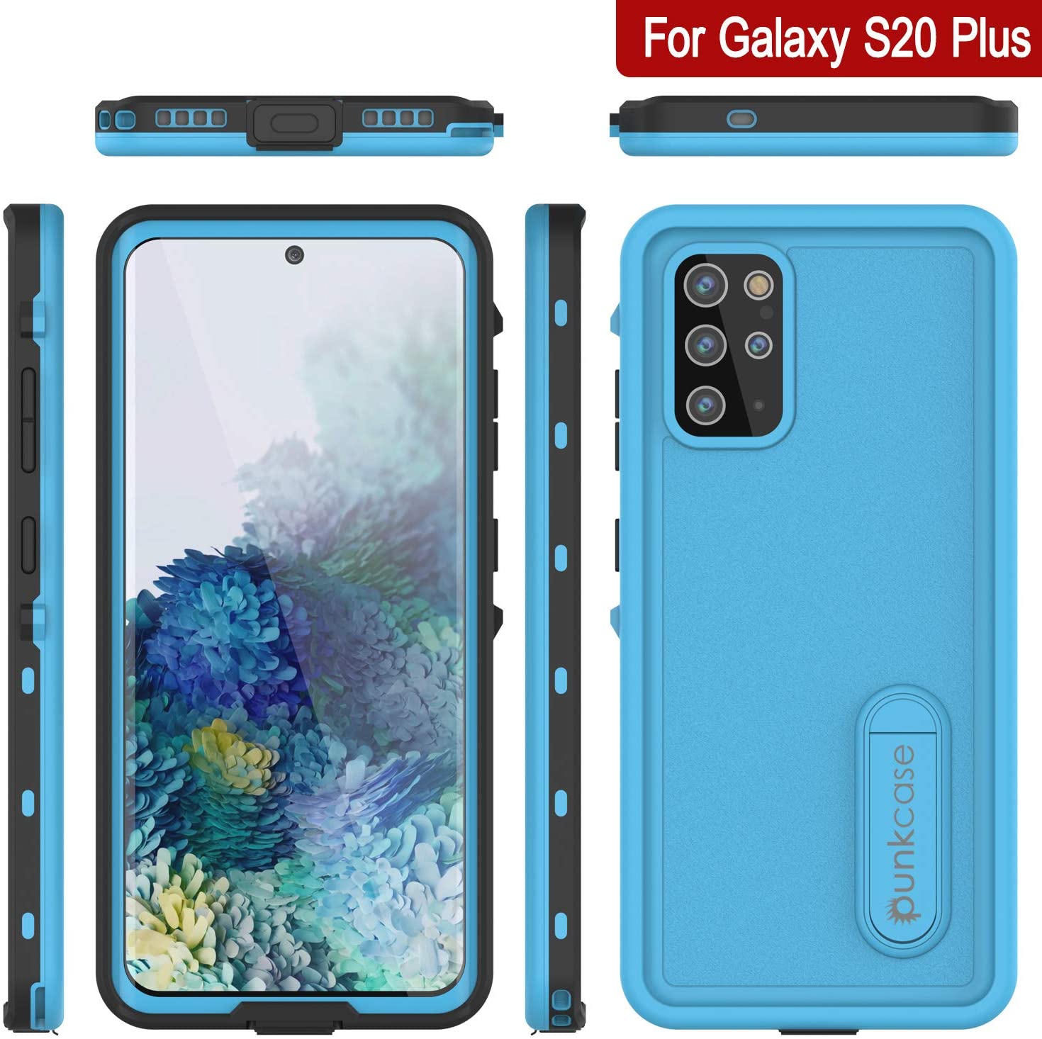 Capa à Prova d'Água para Galaxy S20+ Plus, Punkcase [Série KickStud] Capa Blindada [Azul Claro]