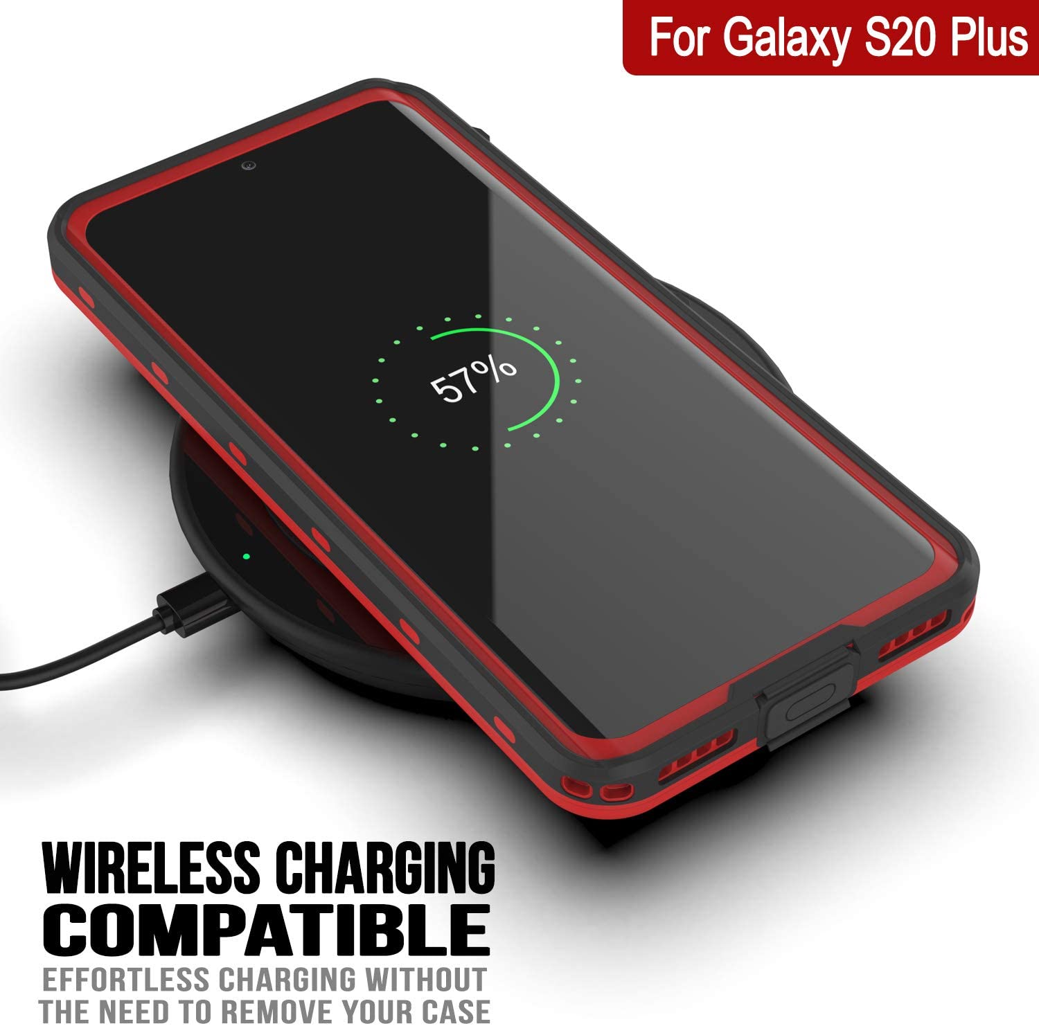 Capa à prova d'água para Galaxy S20+ Plus, Punkcase [Série KickStud] Capa de Armadura [Vermelho]