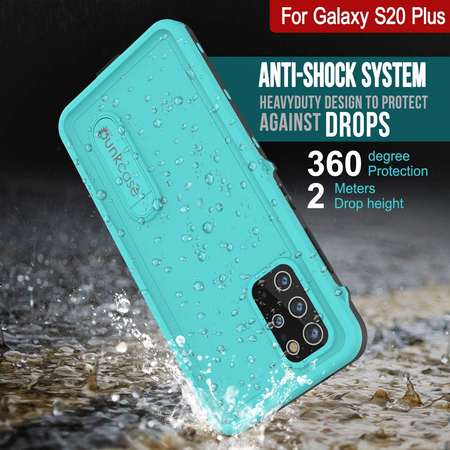 Capa à prova d'água para Galaxy S20+ Plus, Punkcase [Série KickStud] Capa de Armadura [Teal]
