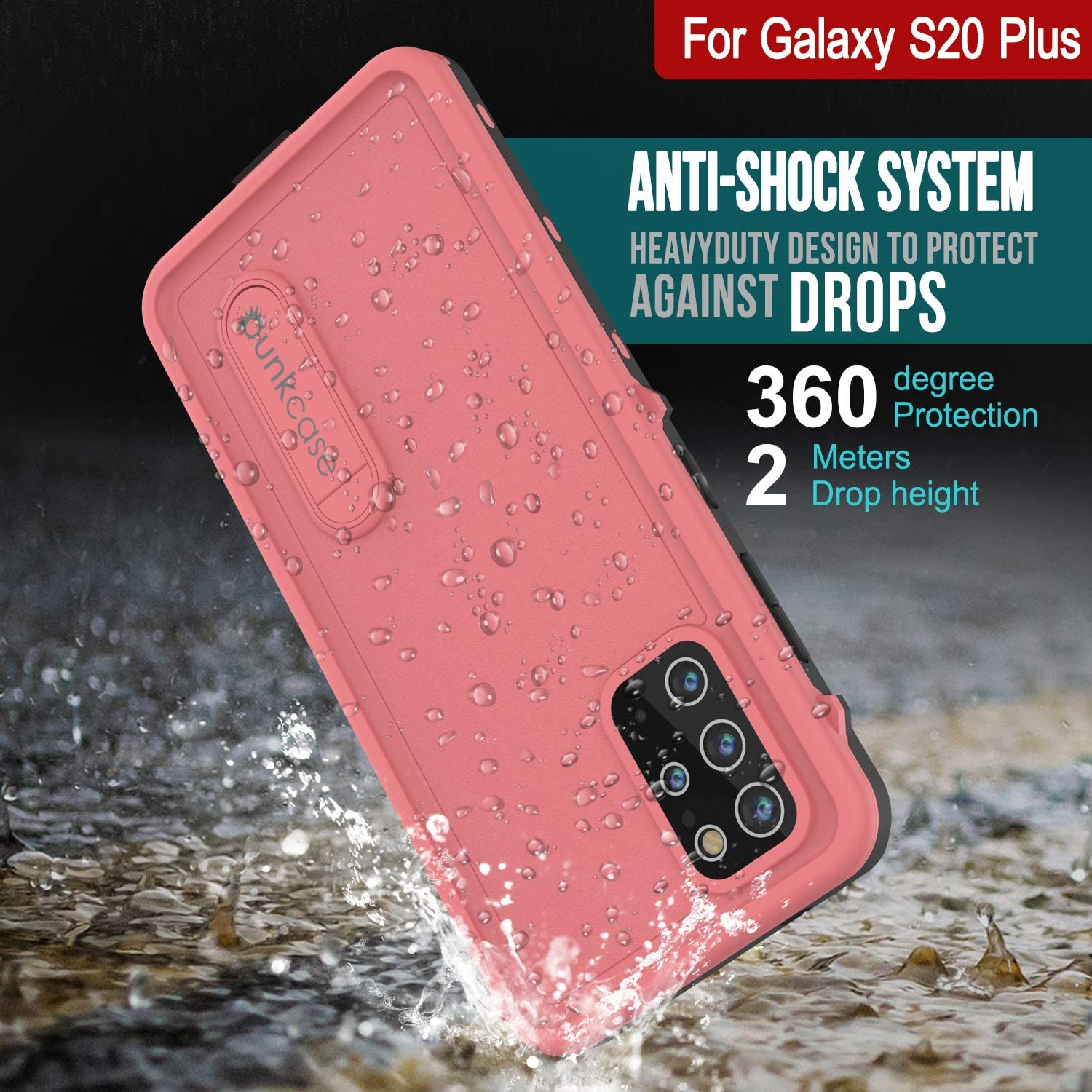 Capa à prova d'água para Galaxy S20+ Plus, Punkcase [Série KickStud] Capa de Armadura [Cor-de-rosa]
