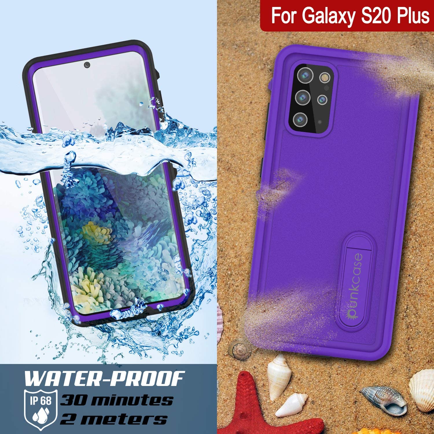 Capa à prova d'água Galaxy S20+ Plus, Punkcase [Série KickStud] Capa de armadura [Roxa]
