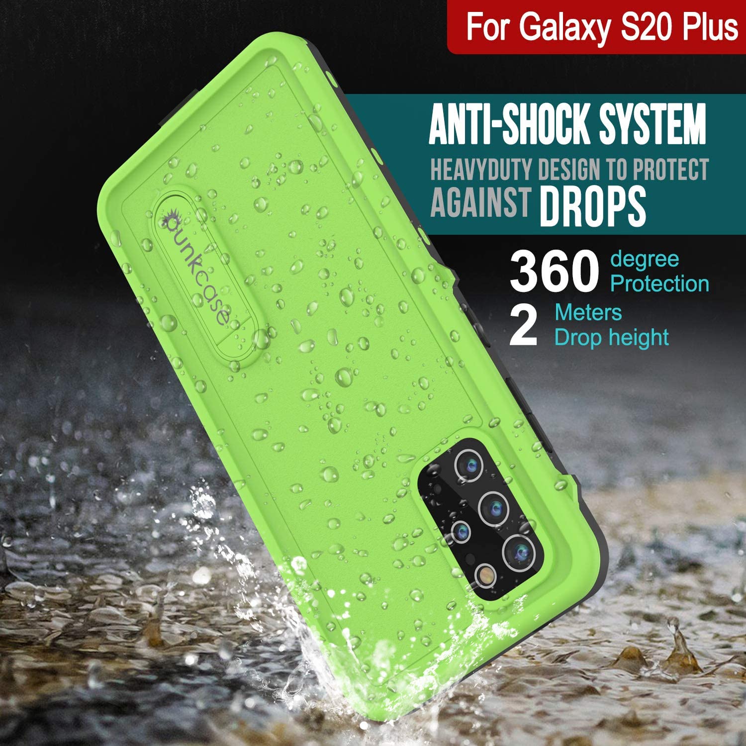 Capa à prova d'água Galaxy S20+ Plus, Punkcase [Série KickStud] Capa Armadura [Verde Claro]