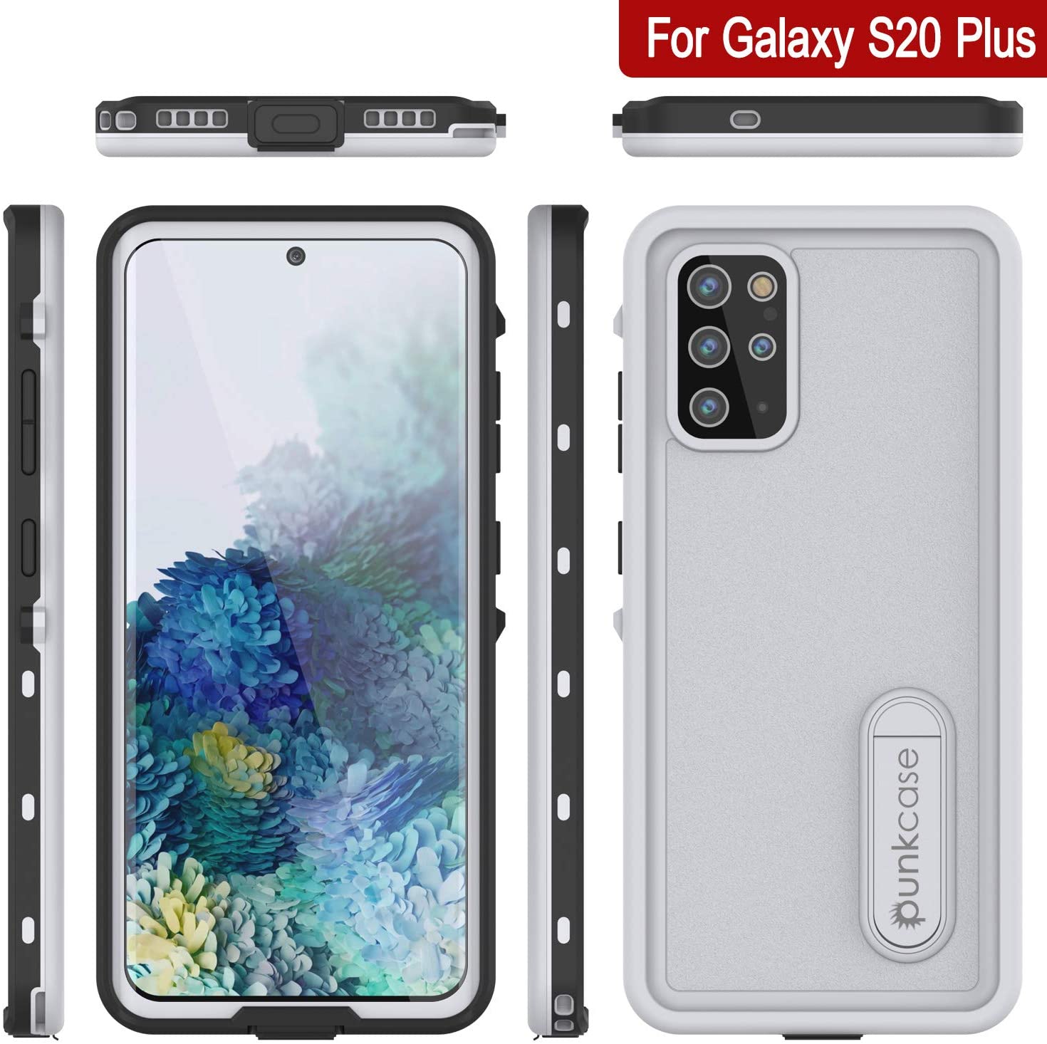 Capa à Prova de Água para Galaxy S20+ Plus, Punkcase [Série KickStud] Capa Blindada [Branca]