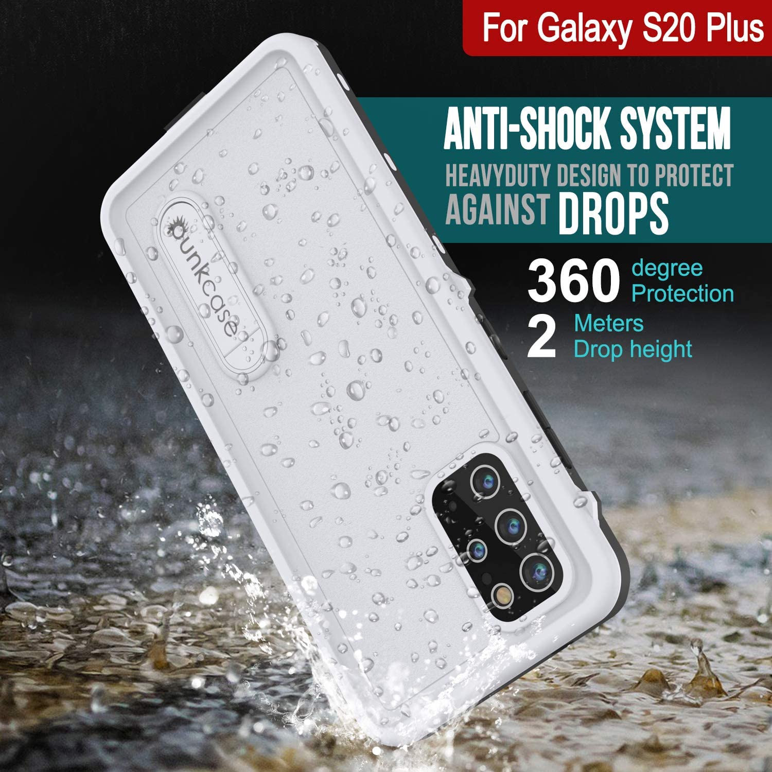 Capa à Prova de Água para Galaxy S20+ Plus, Punkcase [Série KickStud] Capa Blindada [Branca]