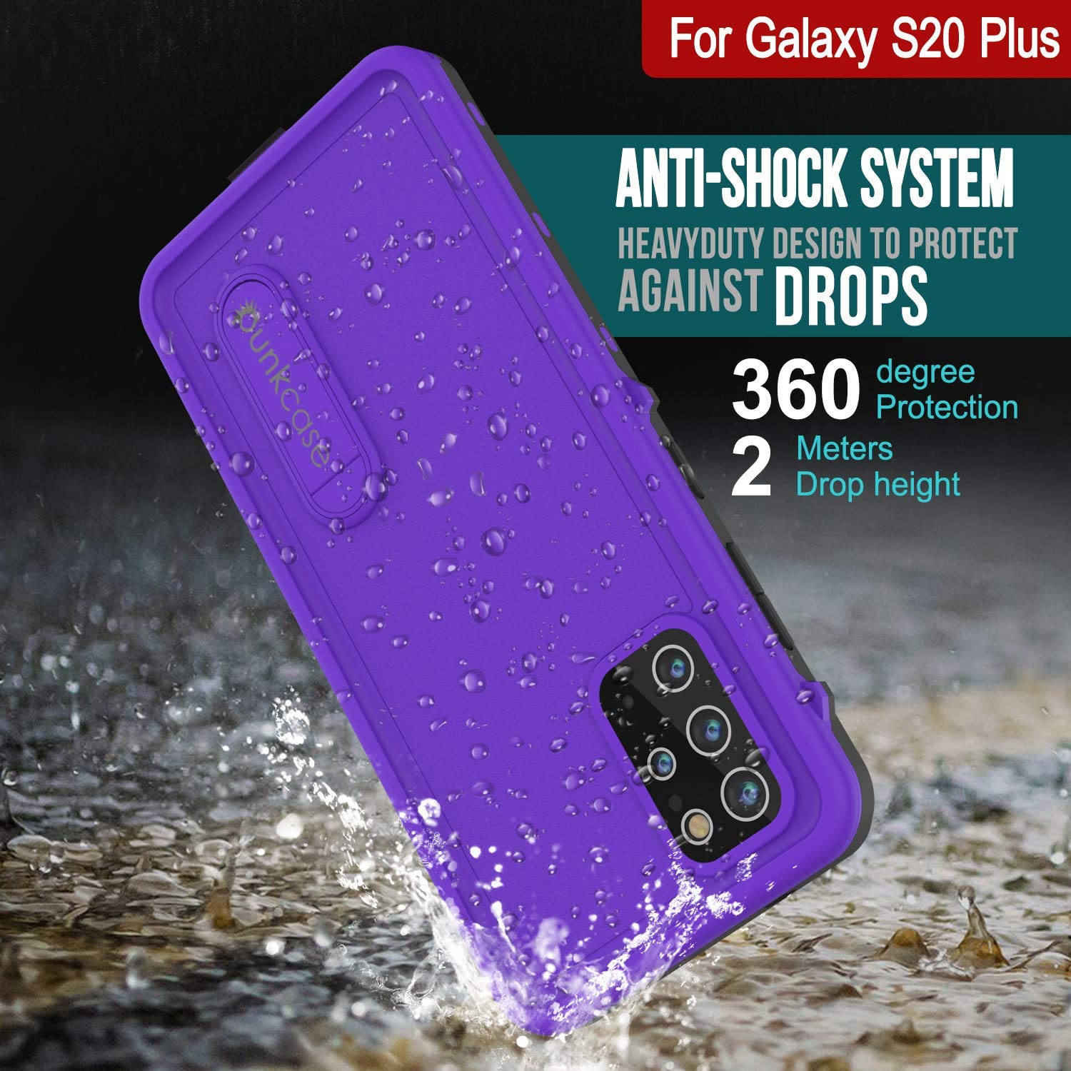 Capa à prova d'água Galaxy S20+ Plus, Punkcase [Série KickStud] Capa de armadura [Roxa]