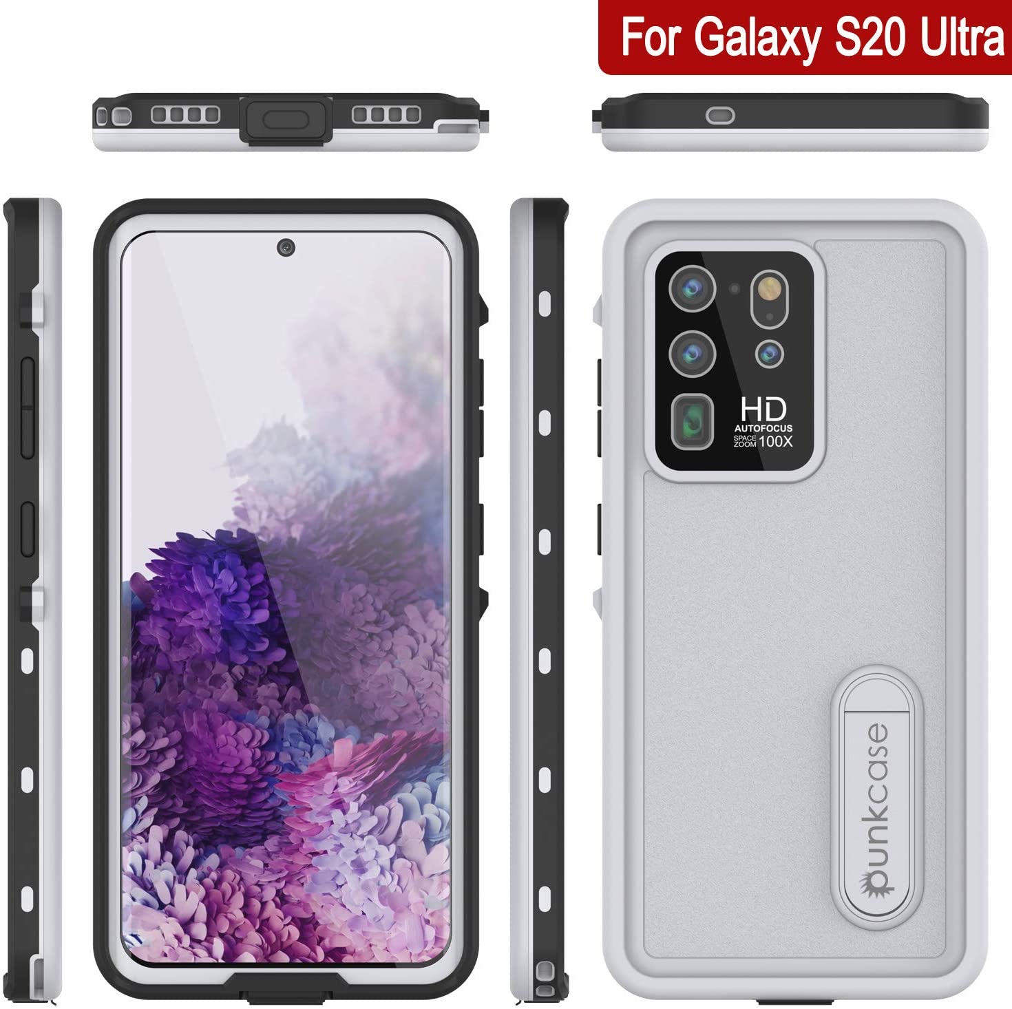Capa À Prova D'água Galaxy S20 Ultra, Punkcase [Série KickStud] Capa de Armadura [Branco]