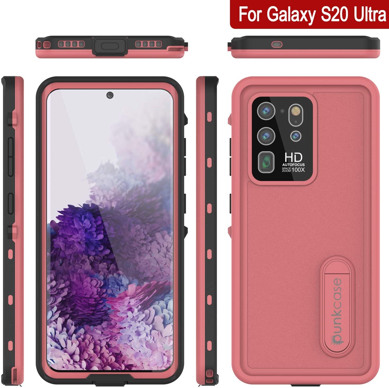 Capa à prova d'água Galaxy S20 Ultra, Punkcase [Série KickStud] Capa de armadura [Rosa]