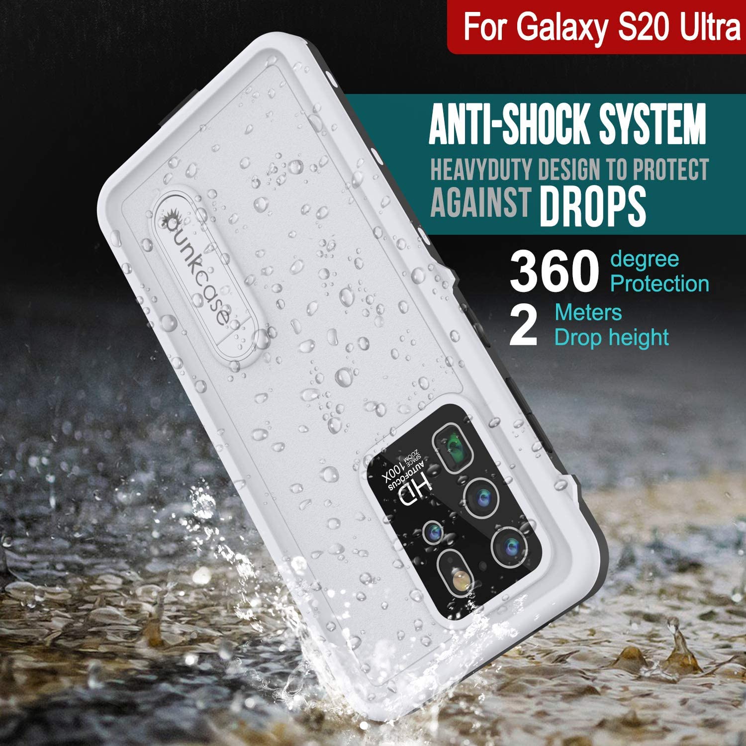 Capa À Prova D'água Galaxy S20 Ultra, Punkcase [Série KickStud] Capa de Armadura [Branco]