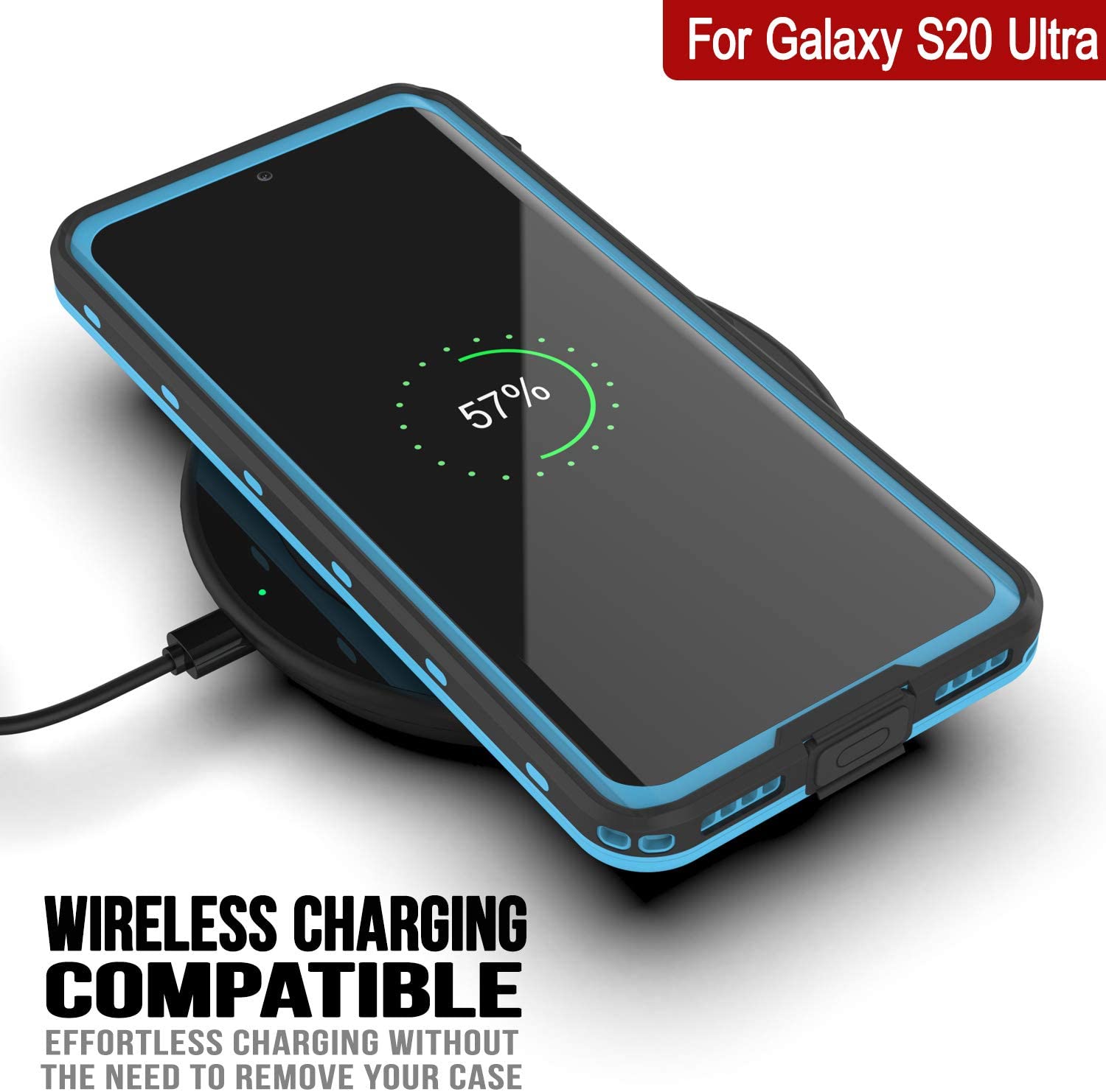 Capa à Prova d'Água Galaxy S20 Ultra, Punkcase [Série KickStud] Cobertura de Armadura [Azul Claro]