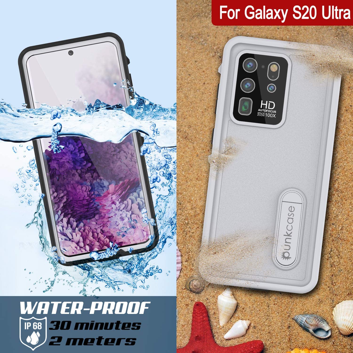 Capa À Prova D'água Galaxy S20 Ultra, Punkcase [Série KickStud] Capa de Armadura [Branco]