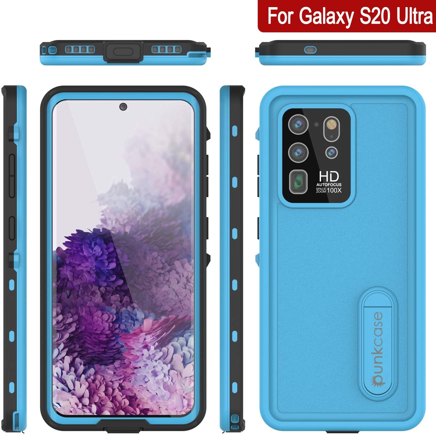 Capa à Prova d'Água Galaxy S20 Ultra, Punkcase [Série KickStud] Cobertura de Armadura [Azul Claro]