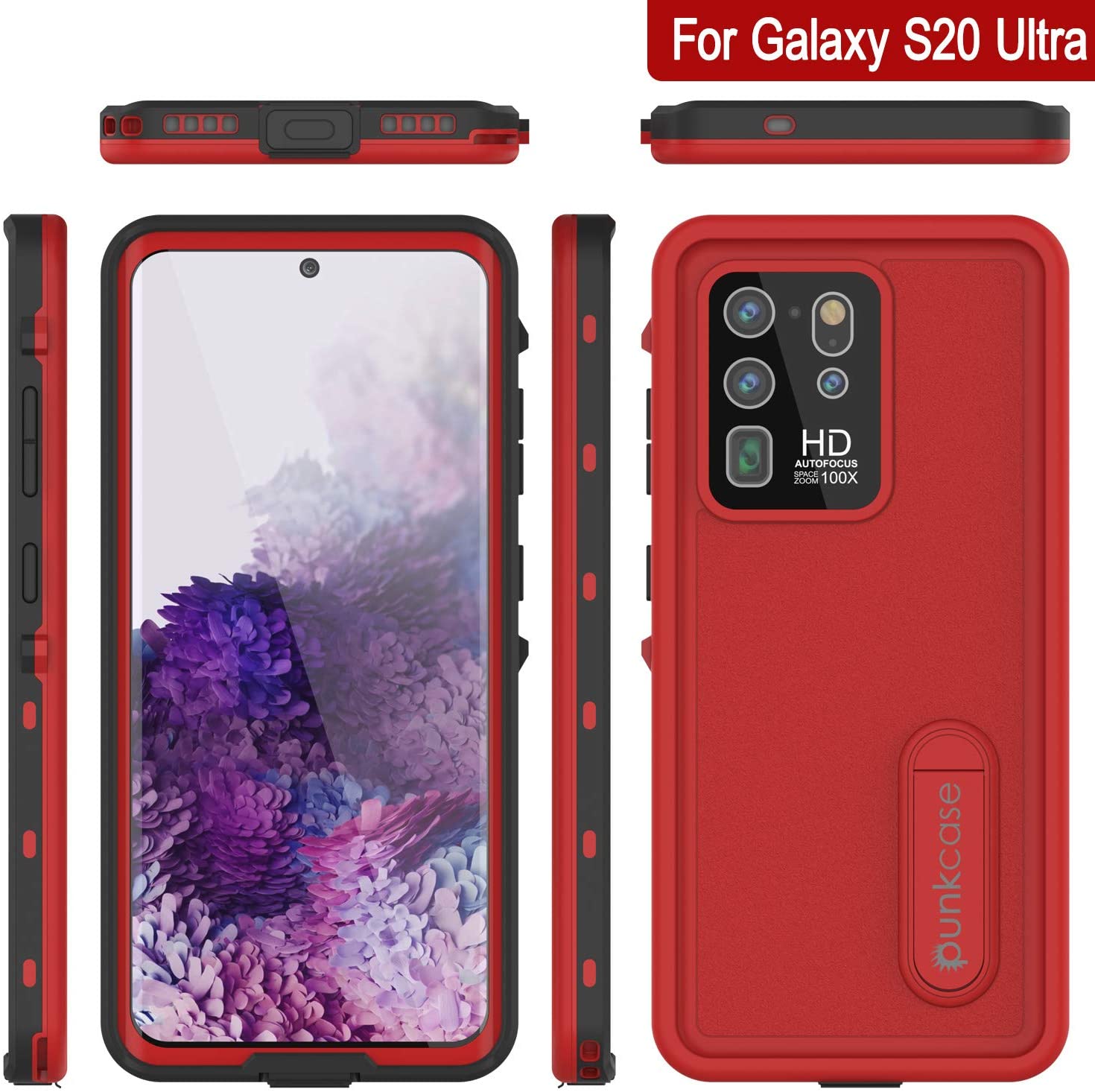 Capa à prova d'água Galaxy S20 Ultra, Punkcase [Série KickStud] Capa de armadura [Vermelha]