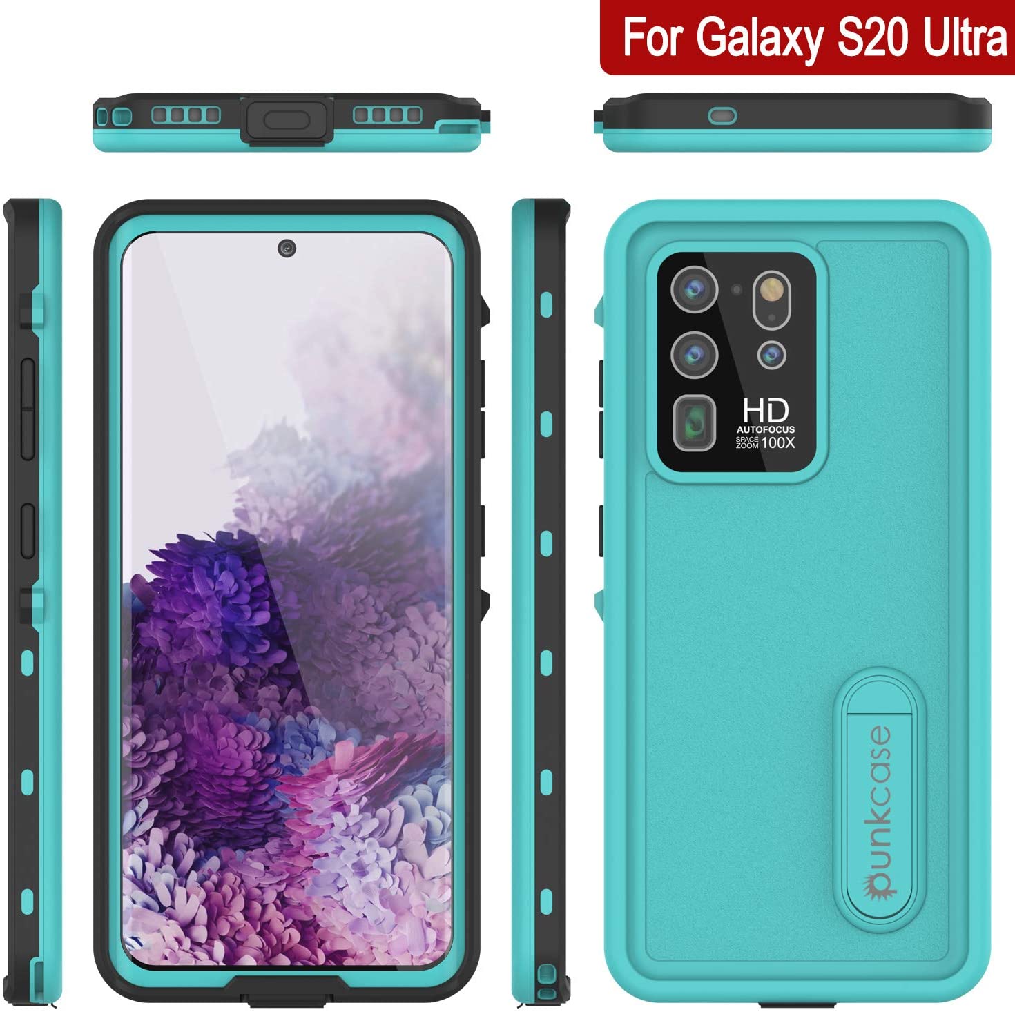 Capa impermeável para Galaxy S20 Ultra, Punkcase [Série KickStud] Cobertura de armadura [Azul-petróleo]