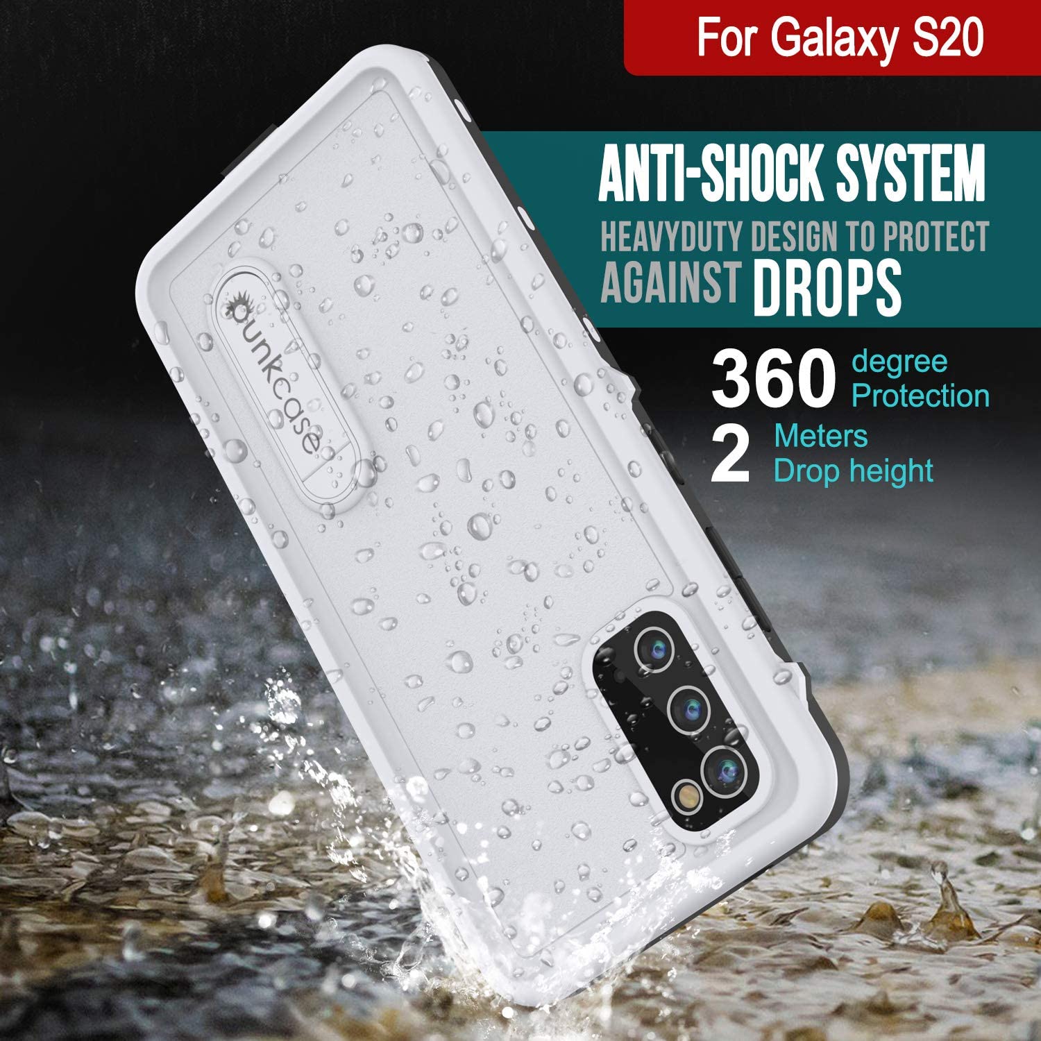 Capa Impermeável para Galaxy S20, Punkcase [Série KickStud] Capa de Armadura [Branco]