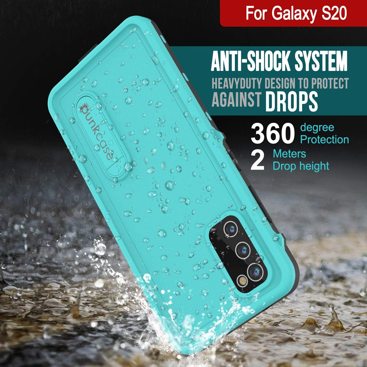 Capa à prova d'água para Galaxy S20, Punkcase [Série KickStud] Capa de armadura [Azul-petróleo]