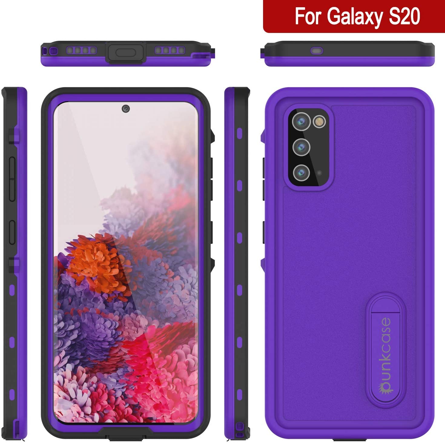 Capa à prova d'água para Galaxy S20, Punkcase [Série KickStud] Capa Armor [Roxa]