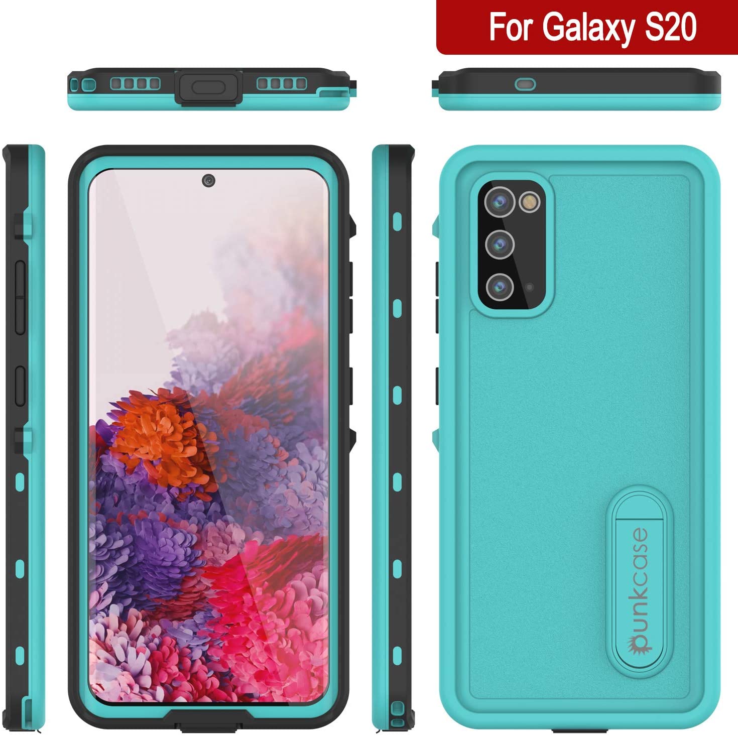 Capa à prova d'água para Galaxy S20, Punkcase [Série KickStud] Capa de armadura [Azul-petróleo]