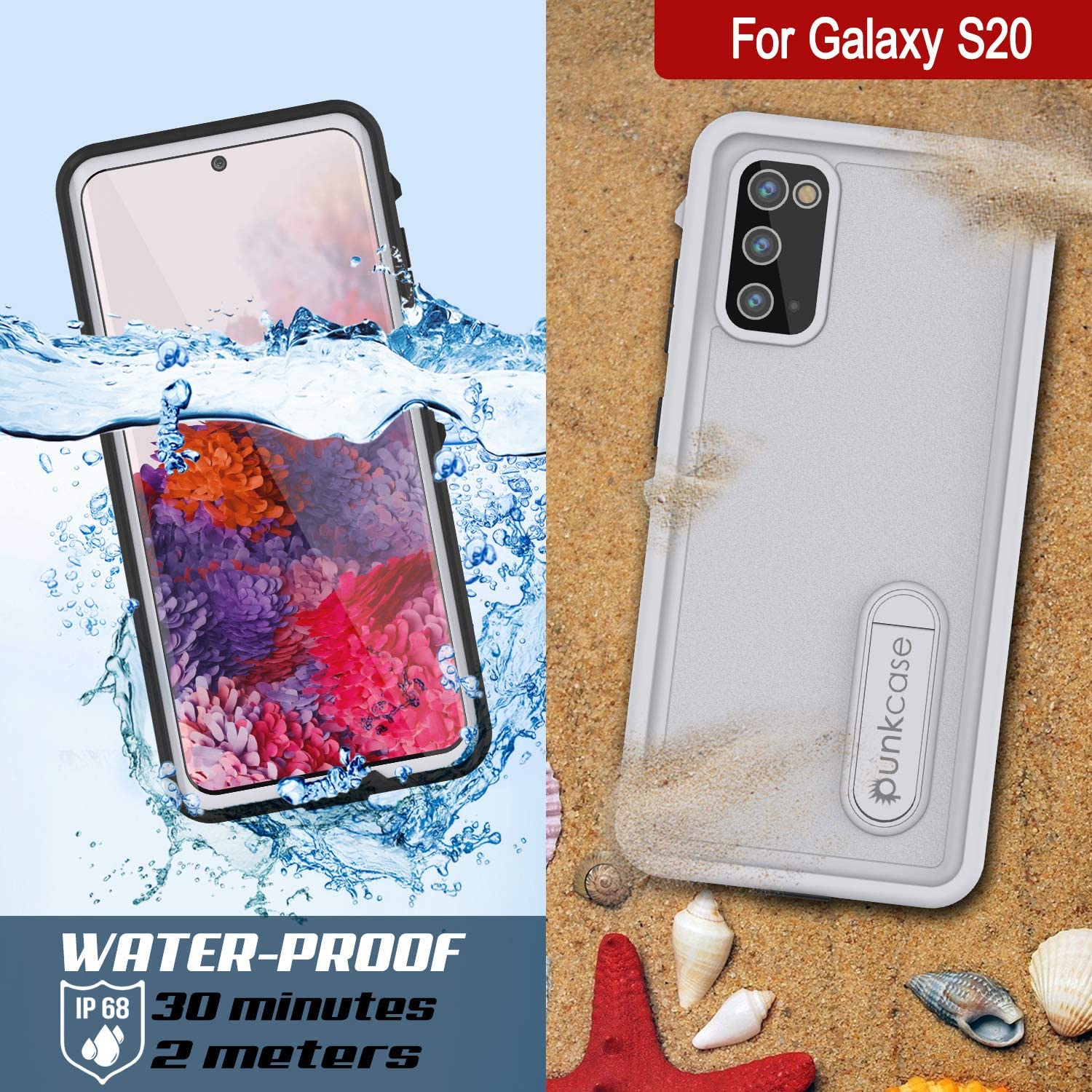 Capa Impermeável para Galaxy S20, Punkcase [Série KickStud] Capa de Armadura [Branco]