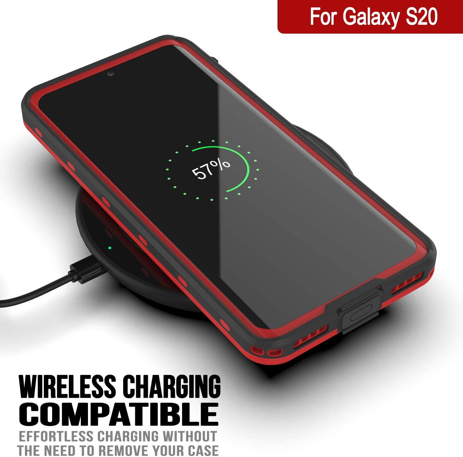 Capa à prova d'água para Galaxy S20, Punkcase [Série KickStud] Capa de Armadura [Vermelho]