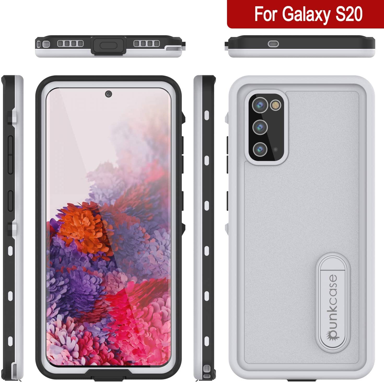 Capa Impermeável para Galaxy S20, Punkcase [Série KickStud] Capa de Armadura [Branco]