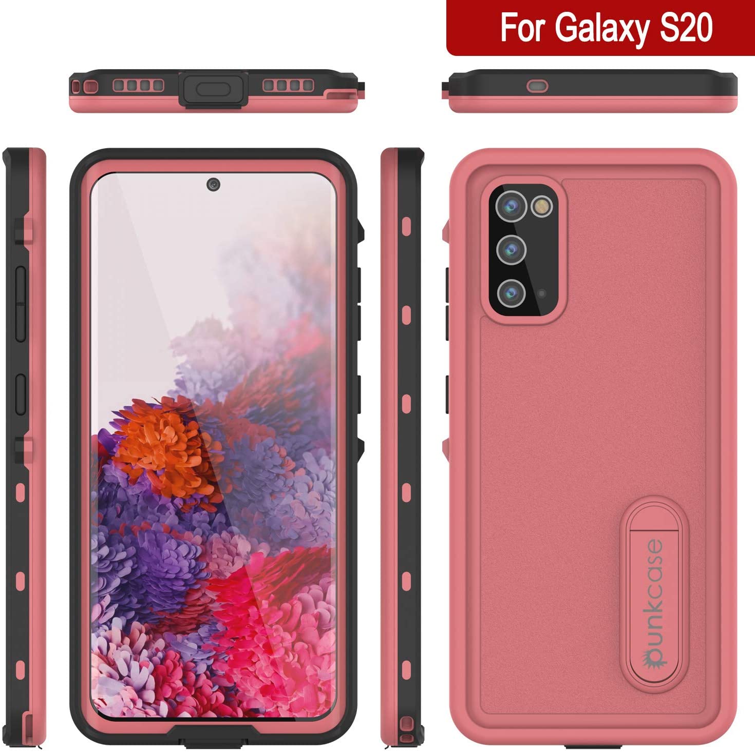 Capa à prova d'água para Galaxy S20, Punkcase [Série KickStud] Capa de Armadura [Rosa]