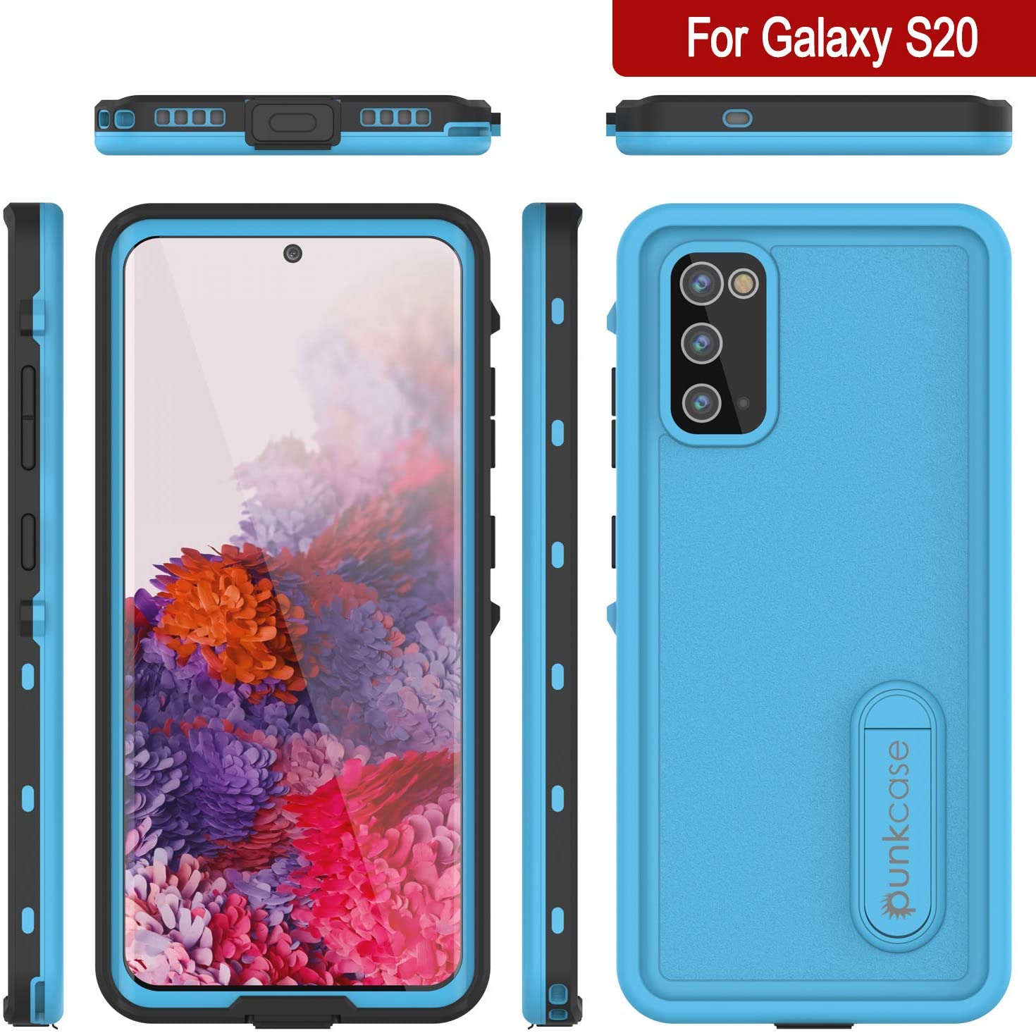 Capa À Prova D'Água Galaxy S20, Punkcase [Série KickStud] Capa de Armadura [Azul Claro]