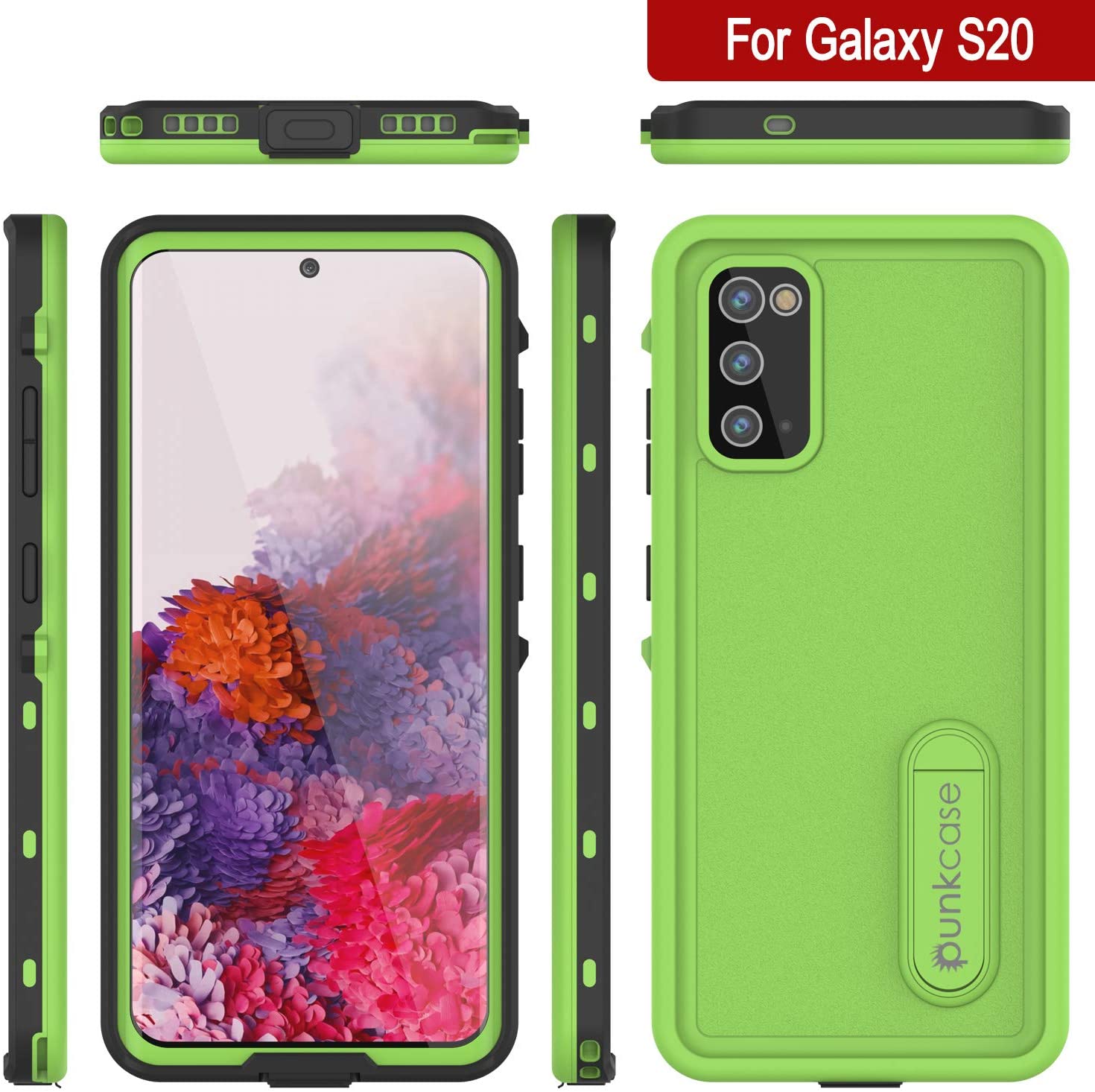 Capa à prova d'água para Galaxy S20, Punkcase [Série KickStud] Capa de Armadura [Verde Claro]