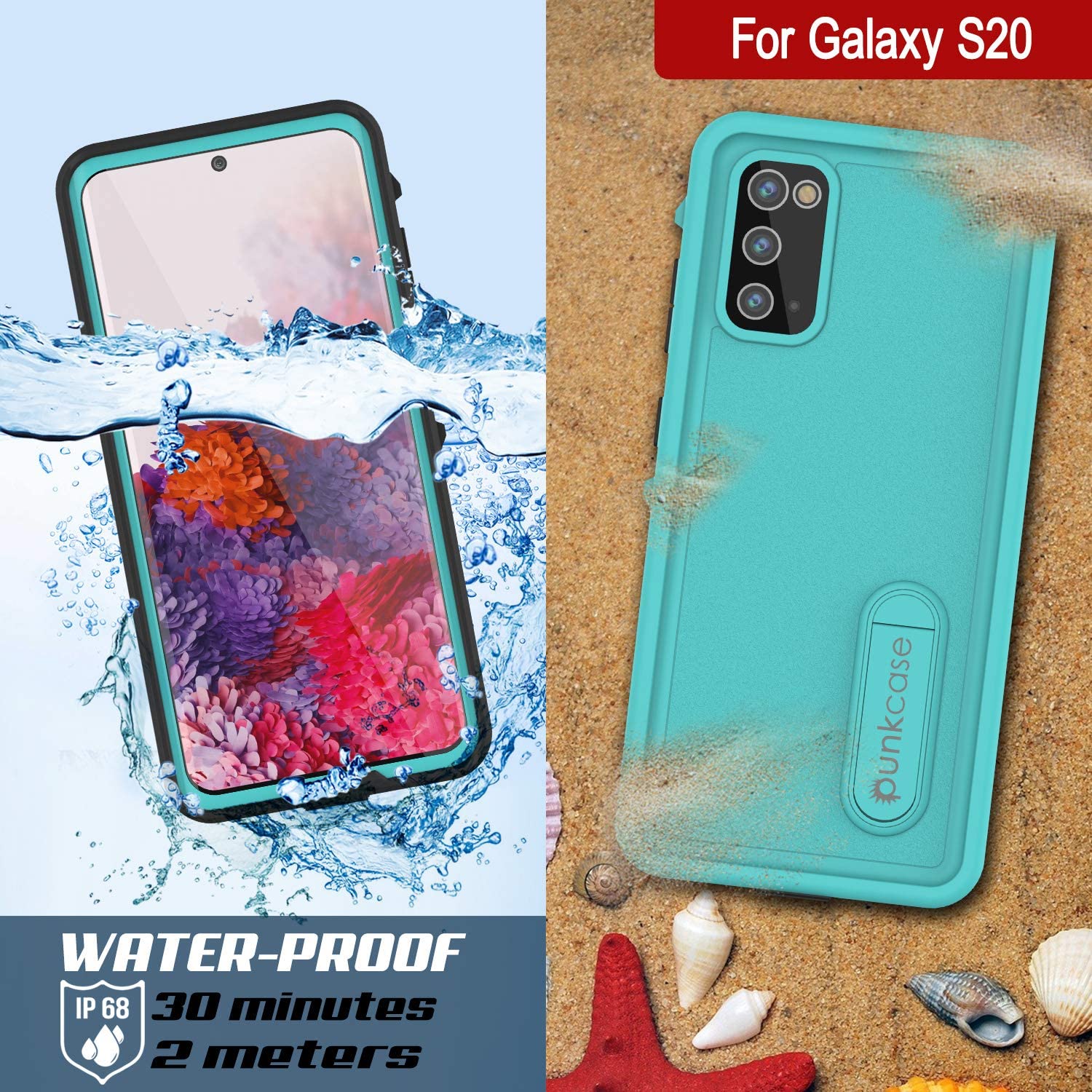 Capa à prova d'água para Galaxy S20, Punkcase [Série KickStud] Capa de armadura [Azul-petróleo]