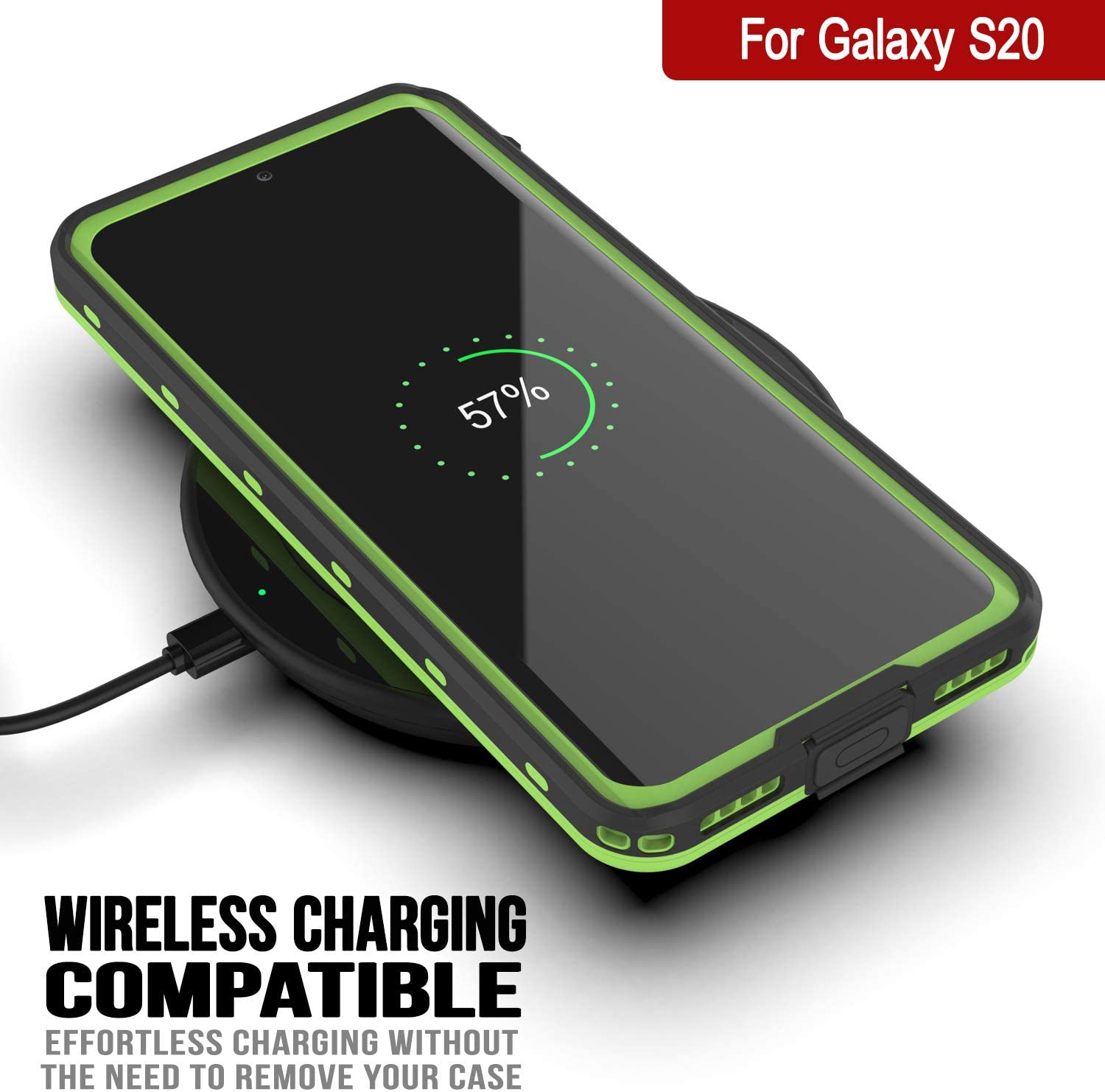 Capa à prova d'água para Galaxy S20, Punkcase [Série KickStud] Capa de Armadura [Verde Claro]