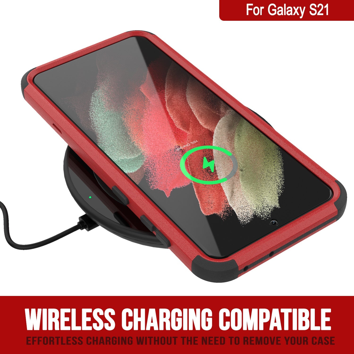 Punkcase for Galaxy S21 5G Belt Clip Multilayer Holster Case [Patron Series] [Red-Black]