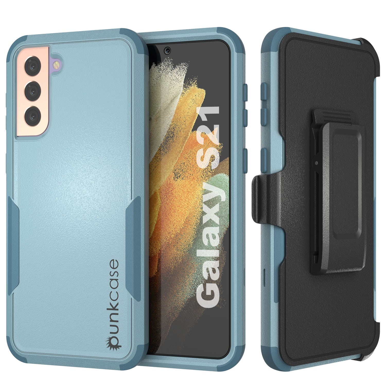 Capa Punkcase para Galaxy S21 5G com Clipe de Cinto e Estojo Multicamada [Série Patron] [Menta]