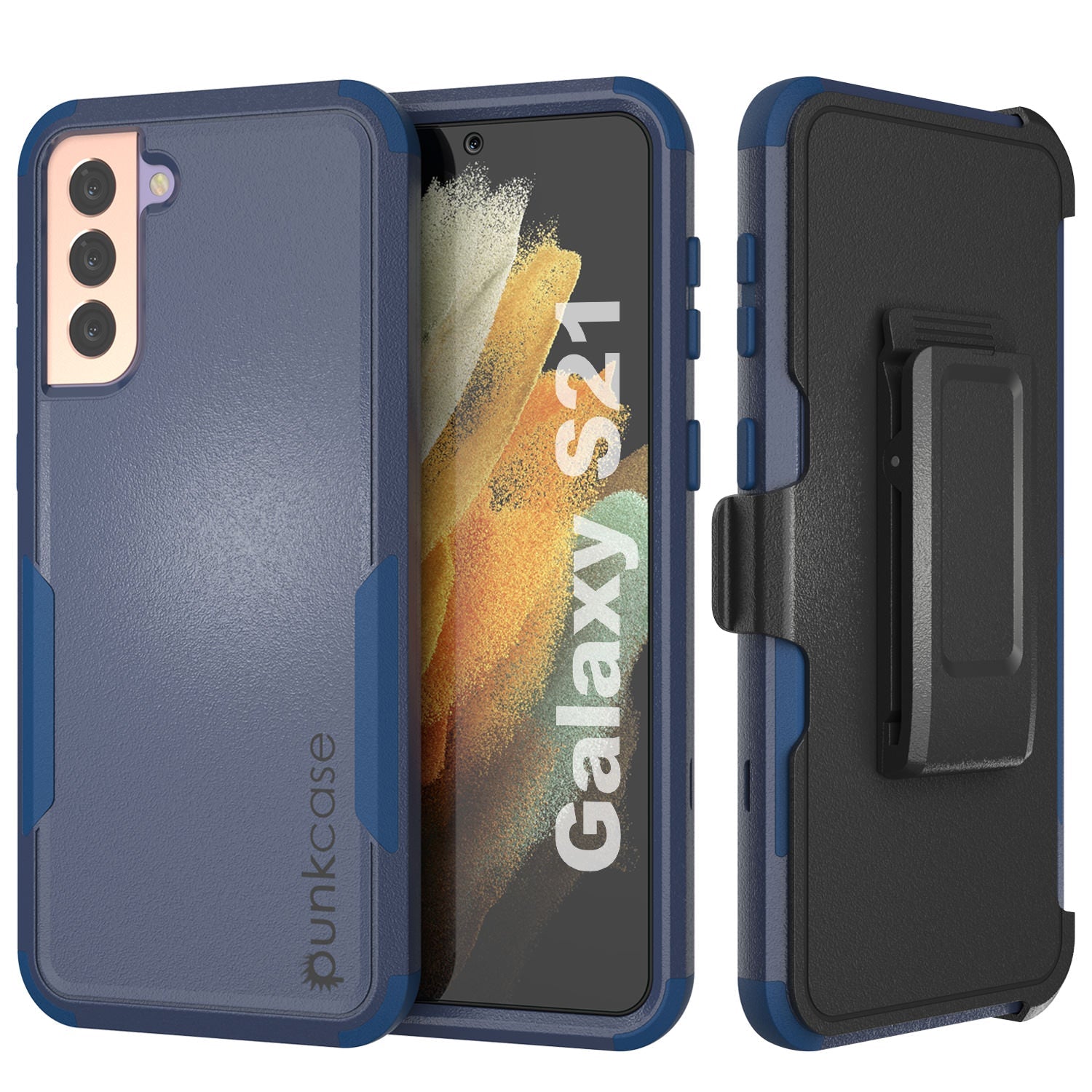 Capa de cintura Multicamada Punkcase para Galaxy S21 5G [Série Patron] [Azul-marinho]