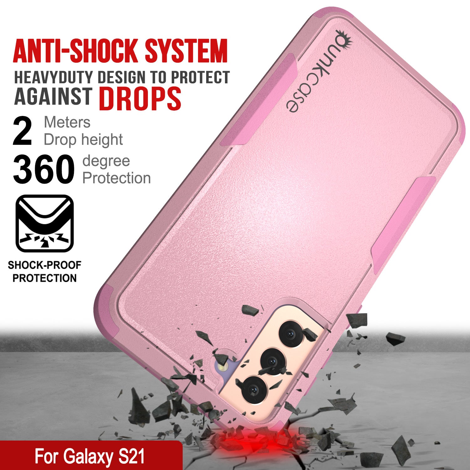 Punkcase for Galaxy S21 5G Belt Clip Multilayer Holster Case [Patron Series] [Pink] (Color in image: Navy)