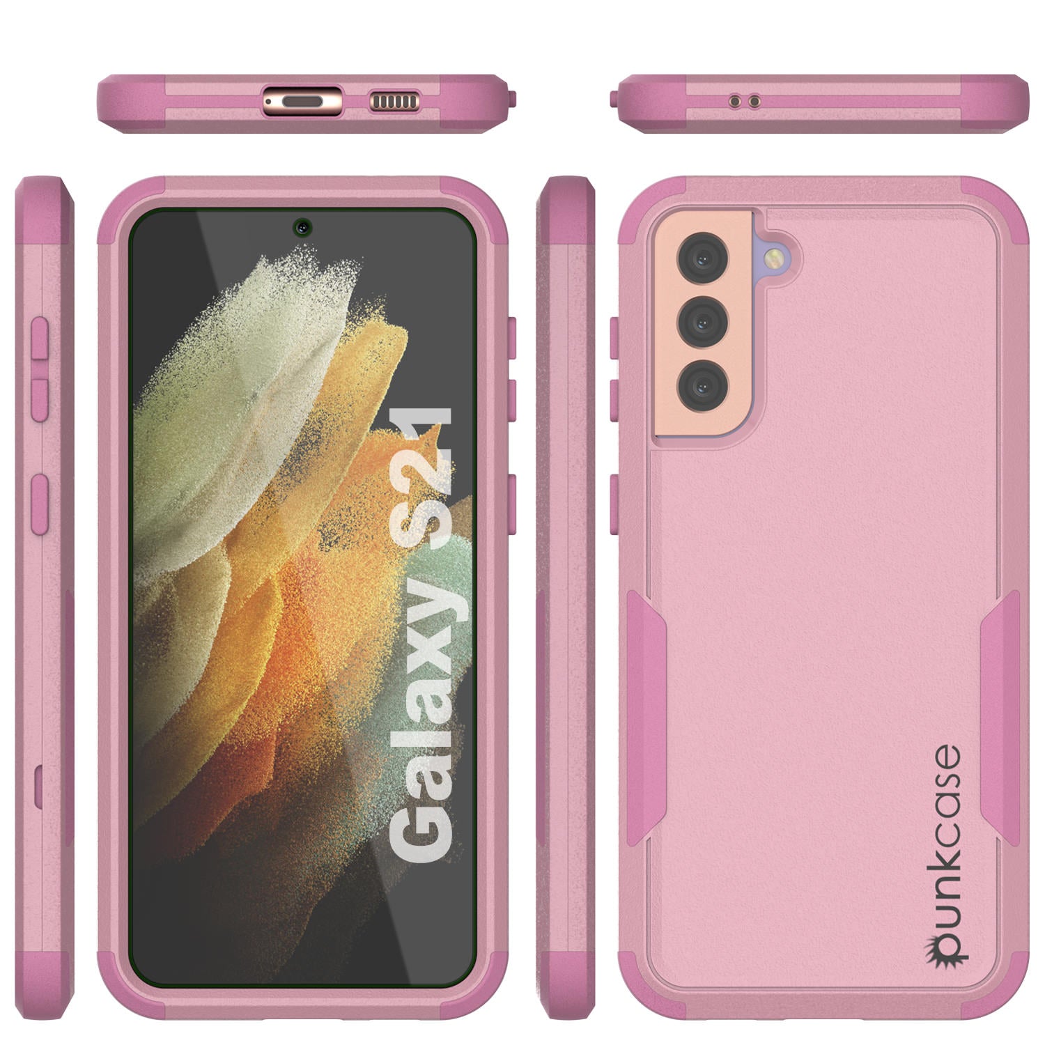 Punkcase for Galaxy S21 5G Belt Clip Multilayer Holster Case [Patron Series] [Pink] (Color in image: Black)