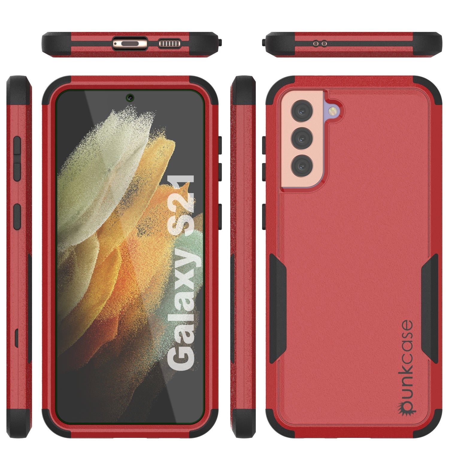 Punkcase for Galaxy S21 5G Belt Clip Multilayer Holster Case [Patron Series] [Red-Black] (Color in image: Mint)