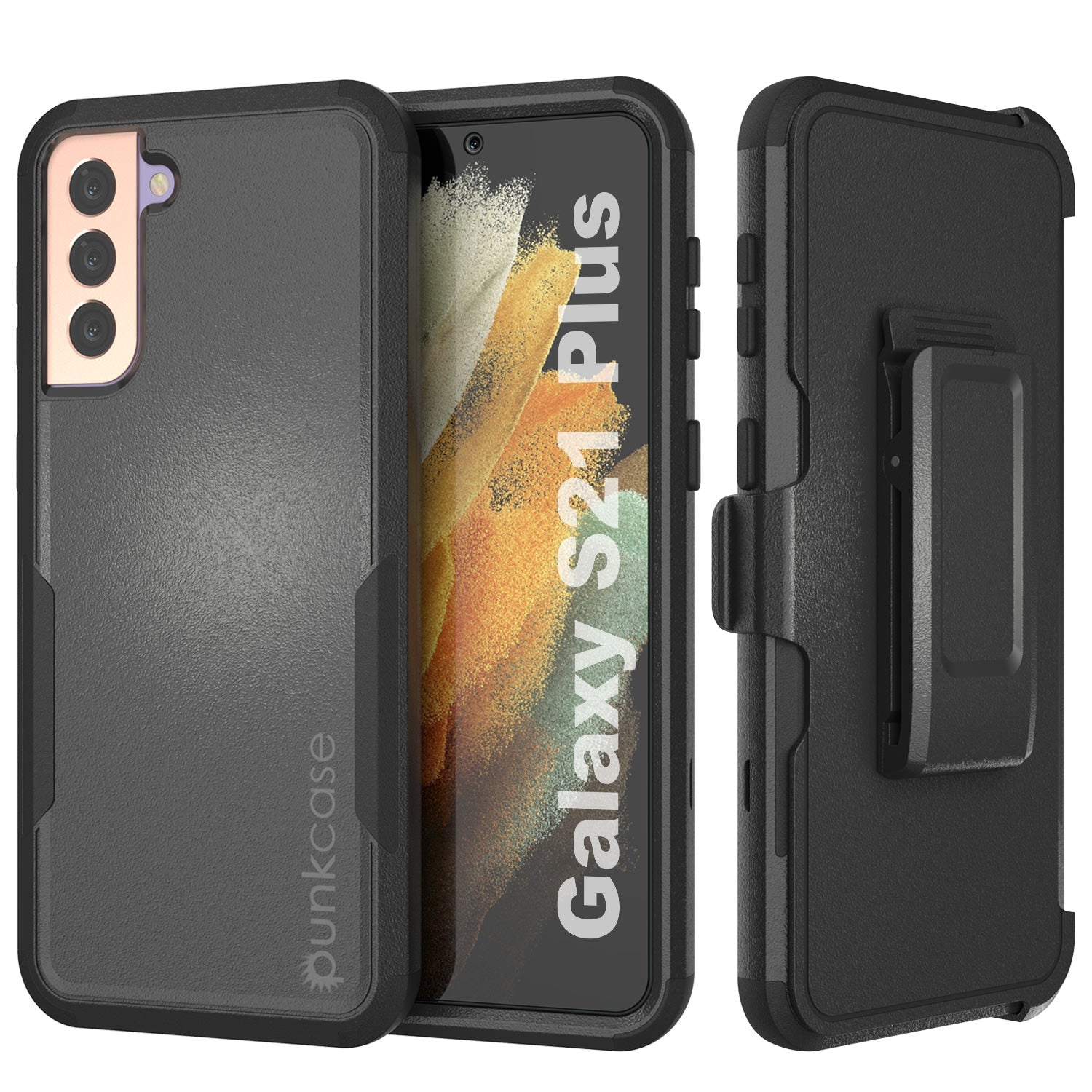 Punkcase para Galaxy S21+ Plus 5G Estojo de Clipe para Cinto de Multicamada [Série Patron] [Preto]