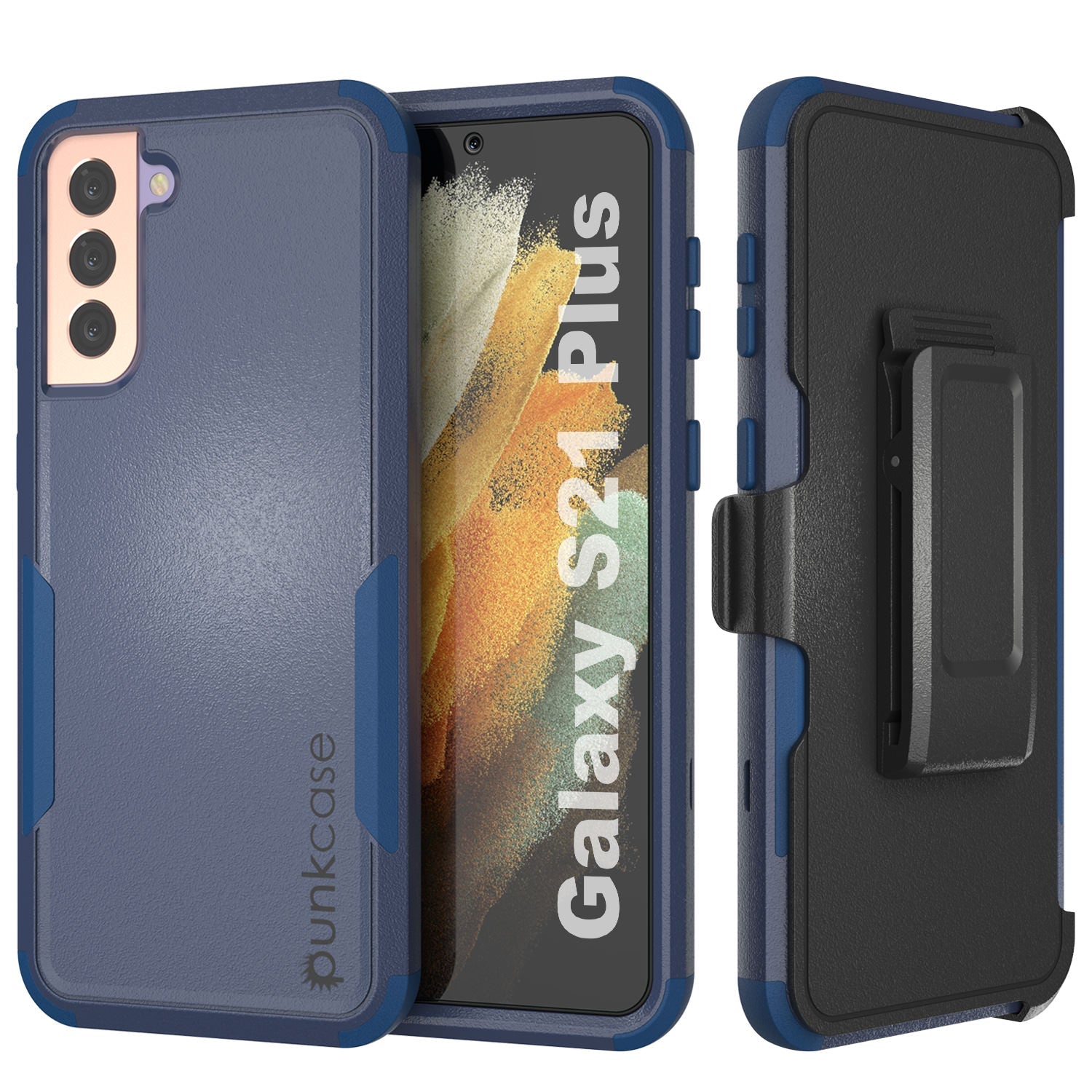 Capa de cinto multicolorida Punkcase para Galaxy S21+ Plus 5G [Série Patron] [Azul Marinho]