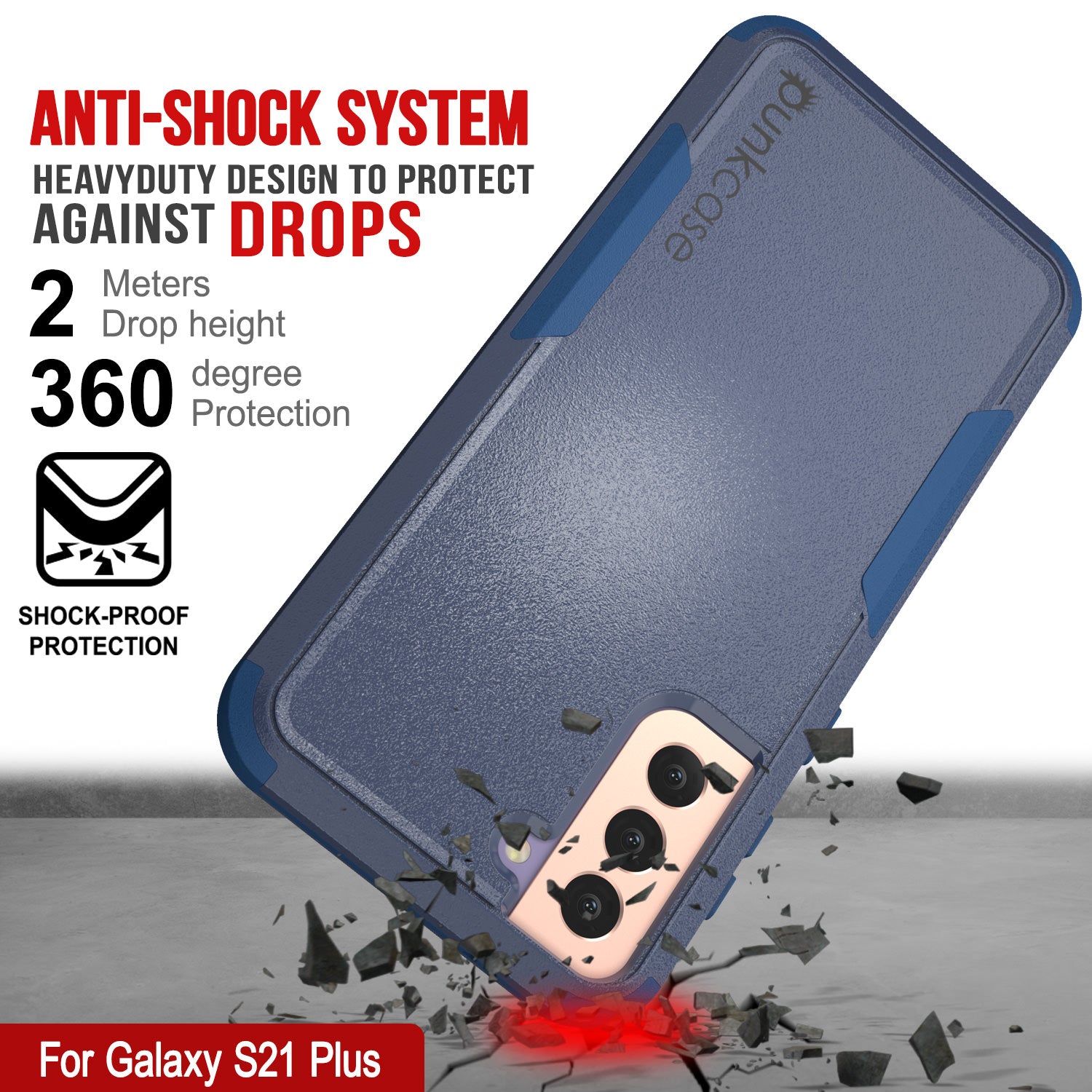 Punkcase for Galaxy S21+ Plus 5G Belt Clip Multilayer Holster Case [Patron Series] [Navy] (Color in image: Pink)