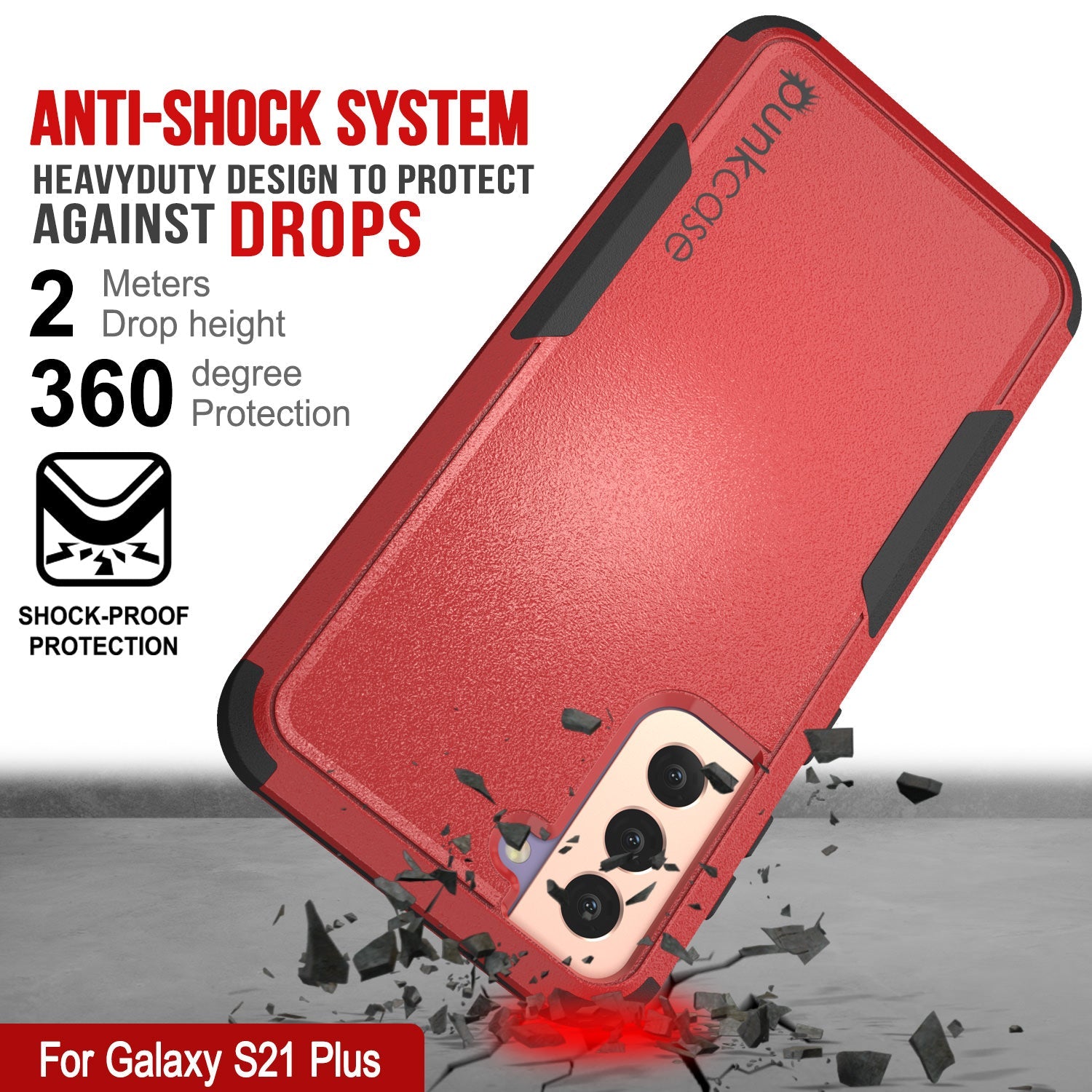 Punkcase for Galaxy S21+ Plus 5G Belt Clip Multilayer Holster Case [Patron Series] [Red-Black] (Color in image: Pink)