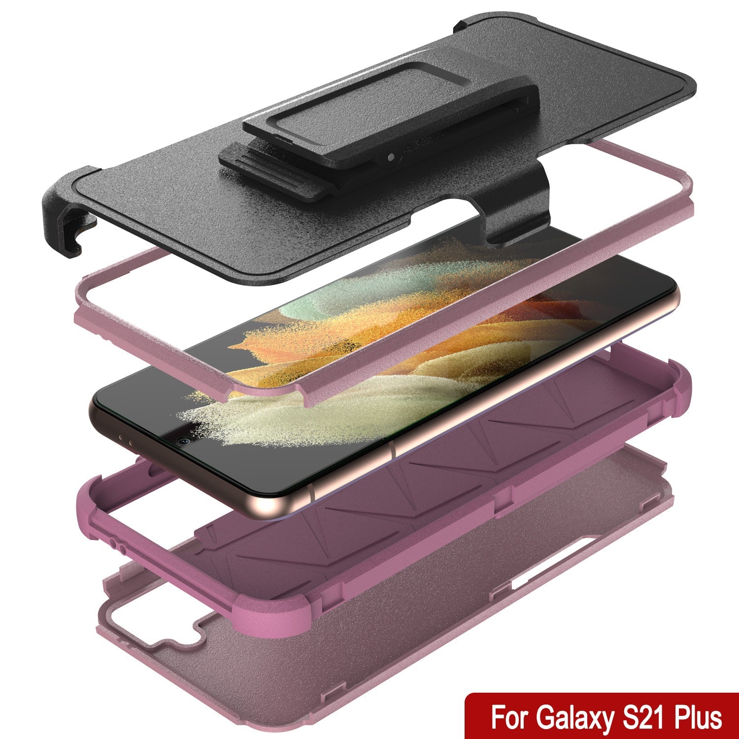 Punkcase for Galaxy S21+ Plus 5G Belt Clip Multilayer Holster Case [Patron Series] [Pink]