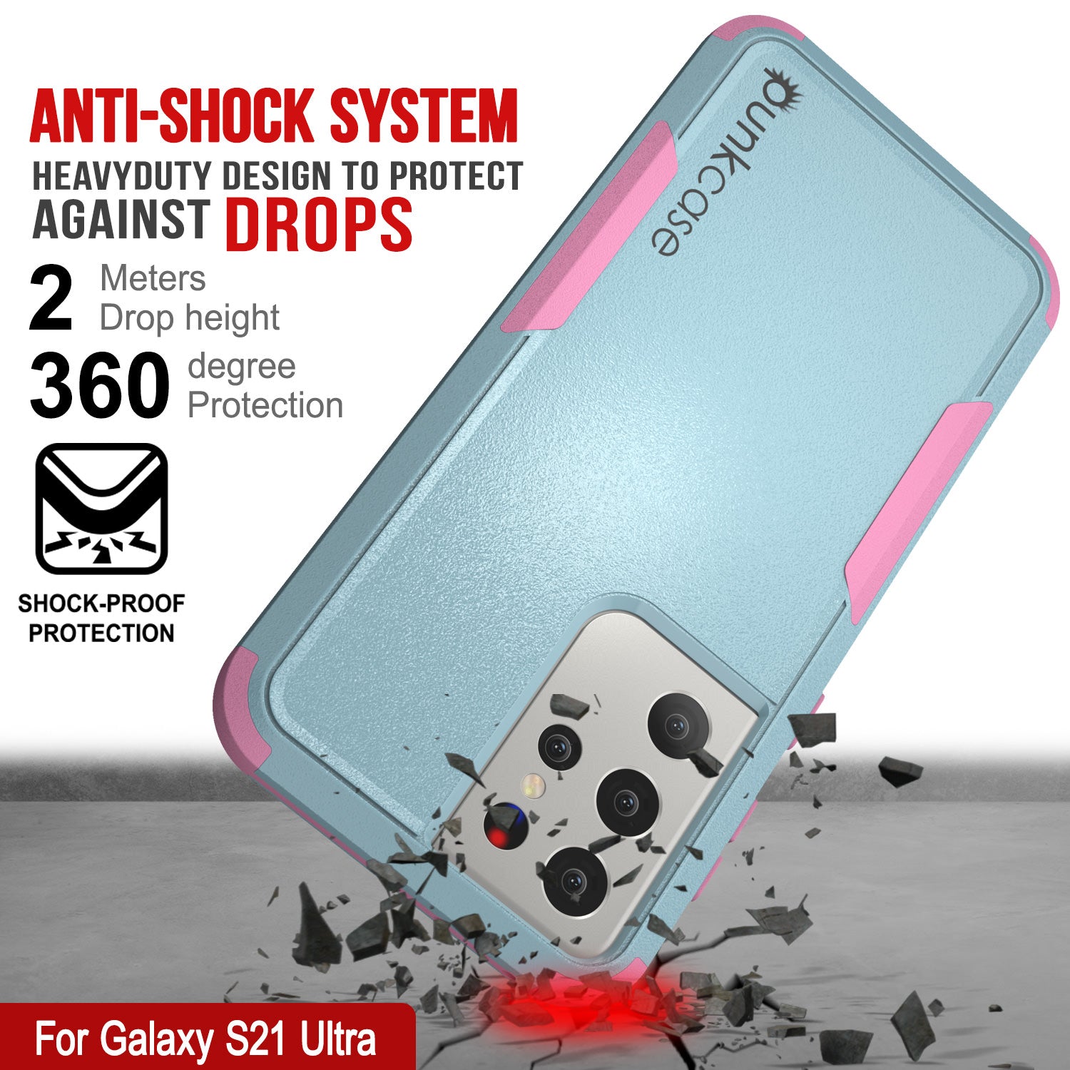 Punkcase for Galaxy S21 Ultra 5G Belt Clip Multilayer Holster Case [Patron Series] [Mint-Pink] (Color in image: Mint)