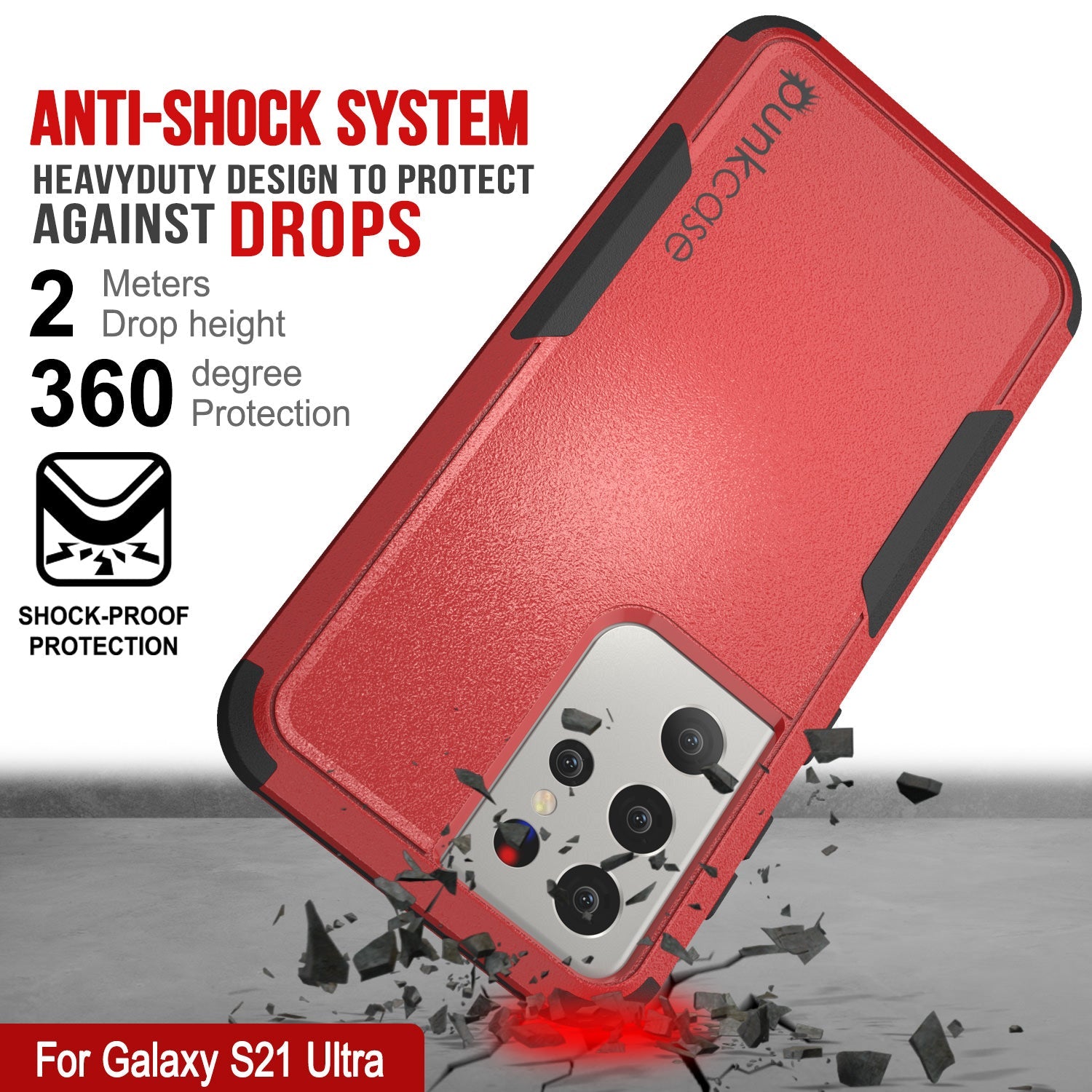 Punkcase for Galaxy S21 Ultra 5G Belt Clip Multilayer Holster Case [Patron Series] [Red-Black] (Color in image: Pink)